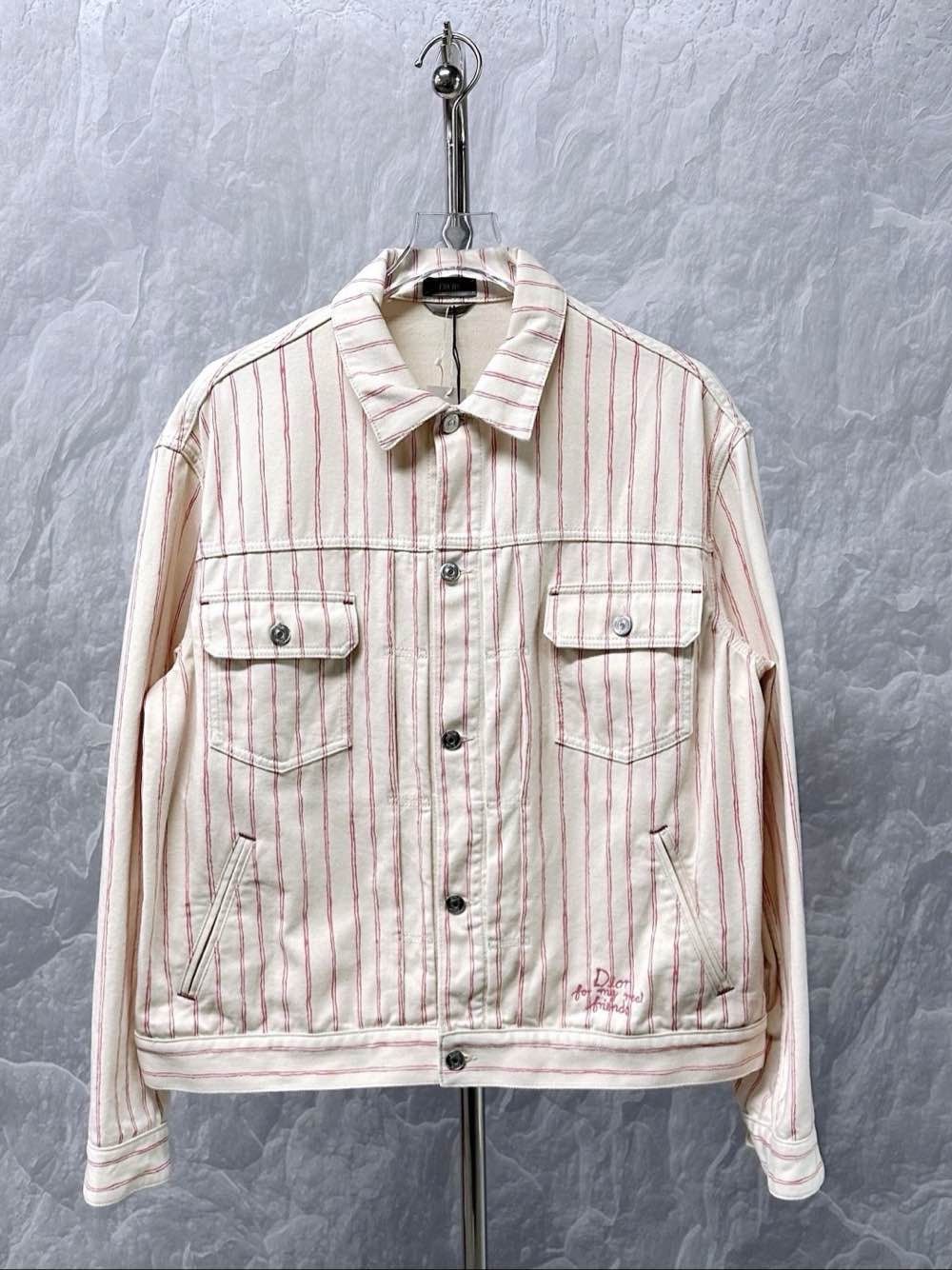 Dior Dior Striped Embroidered Denim Jacket Size 50 Size US M / EU 48-50 / 2 - 1 Thumbnail