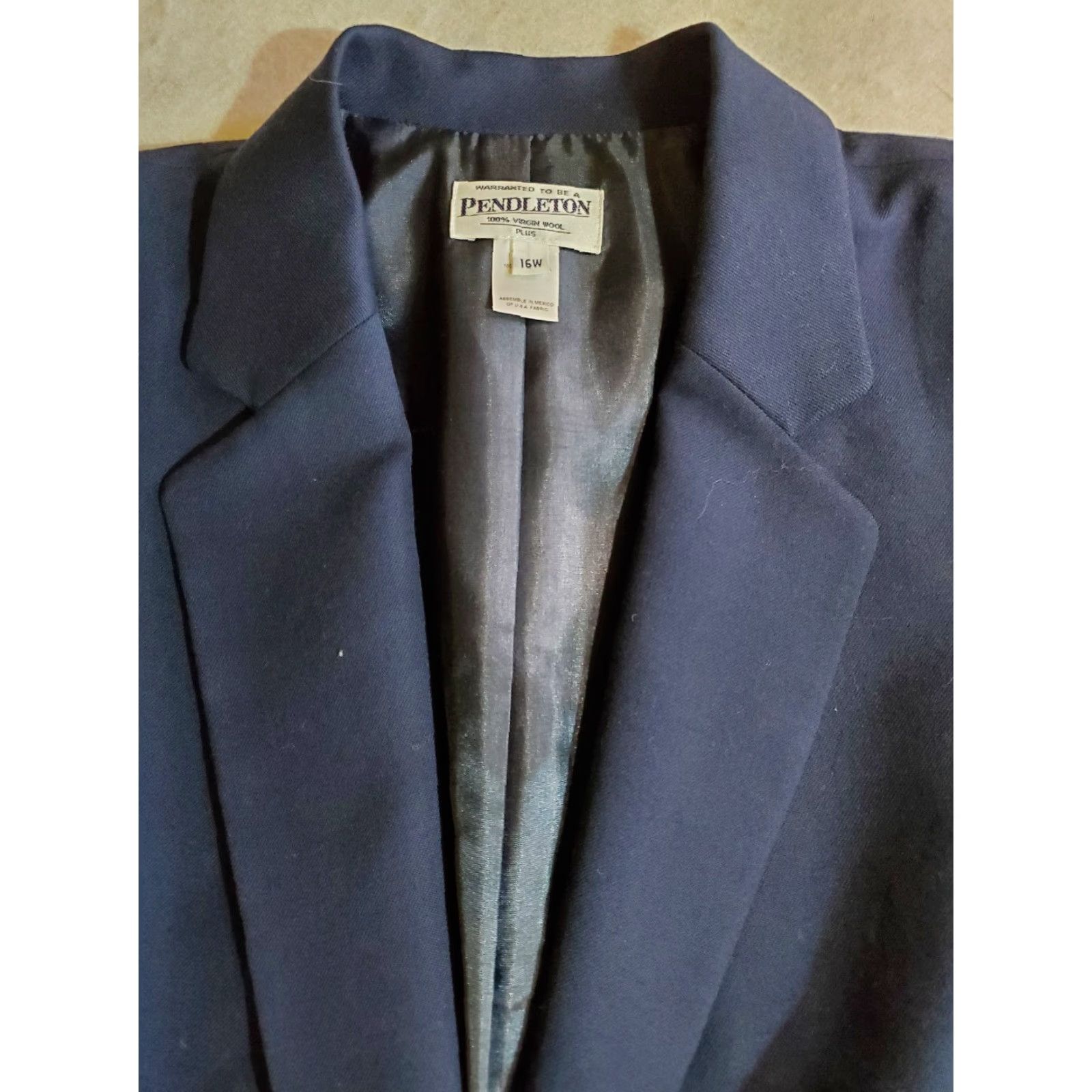 Pendleton VINTAGE Pendleton Signature Blazer Navy Blue One-Button Front Womens Sz 16W Size XXL / US 16-18 / IT 52-54 - 3 Thumbnail