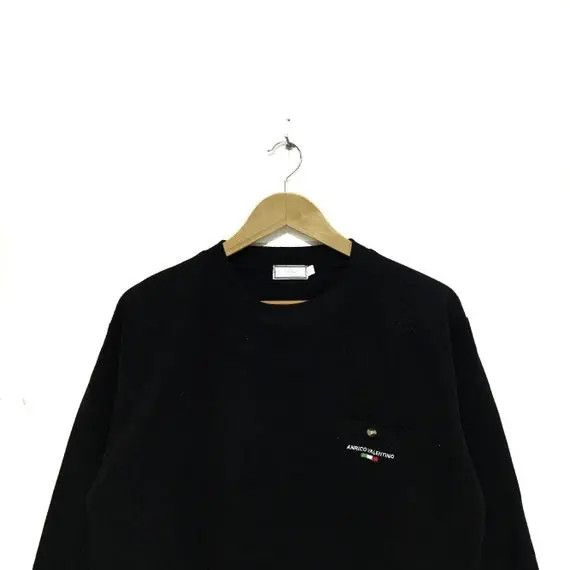 Vintage Vintage ANRICO VALENTINO Spell Out Pocket Black Sweatshirt Size US M / EU 48-50 / 2 - 2 Thumbnail