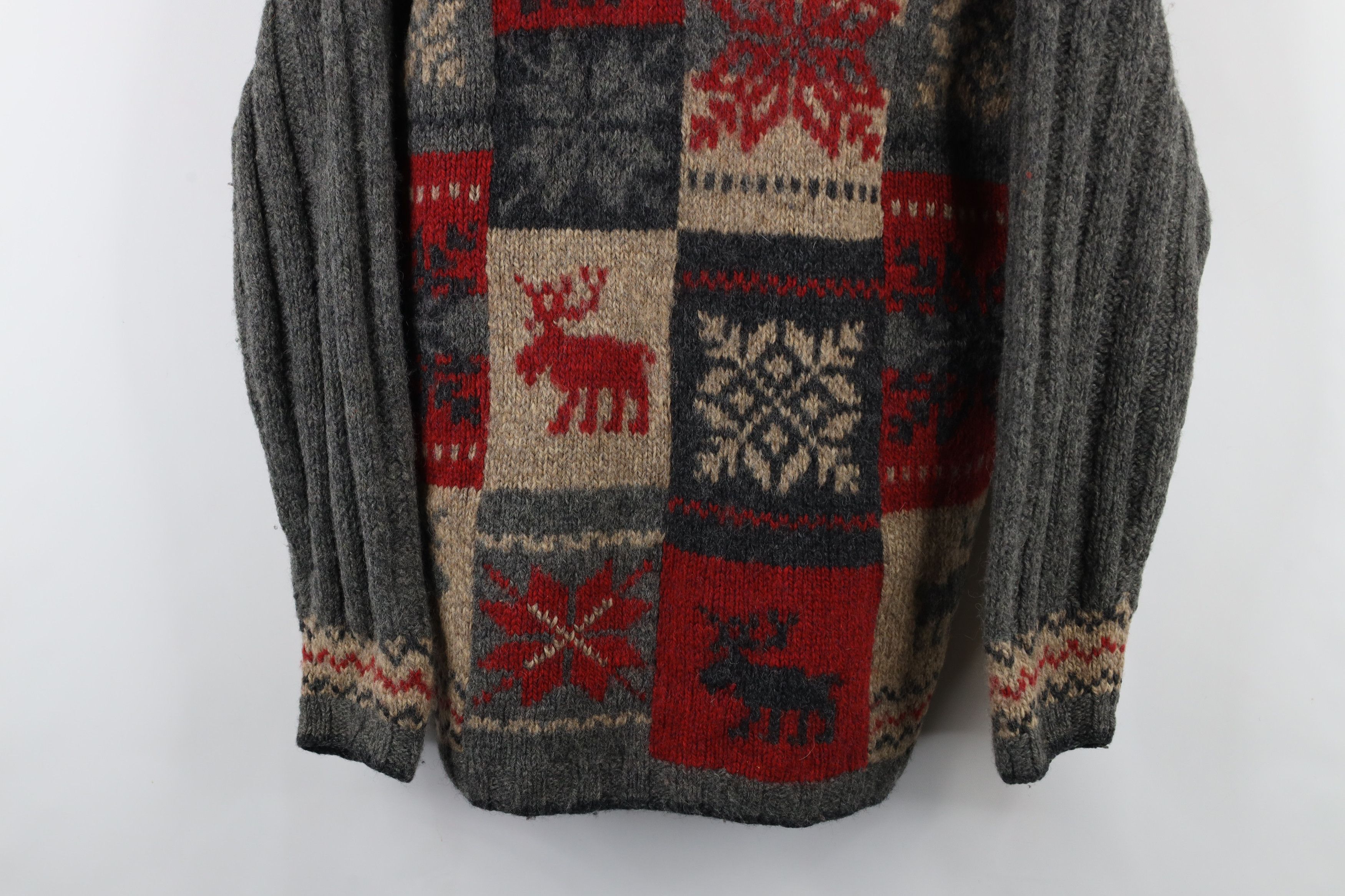 Vintage × Woolrich Woolen Mills Vintage 90s Woolrich Knit Moose Snowflake Patchwork Sweater Size M / US 6-8 / IT 42-44 - 3 Thumbnail