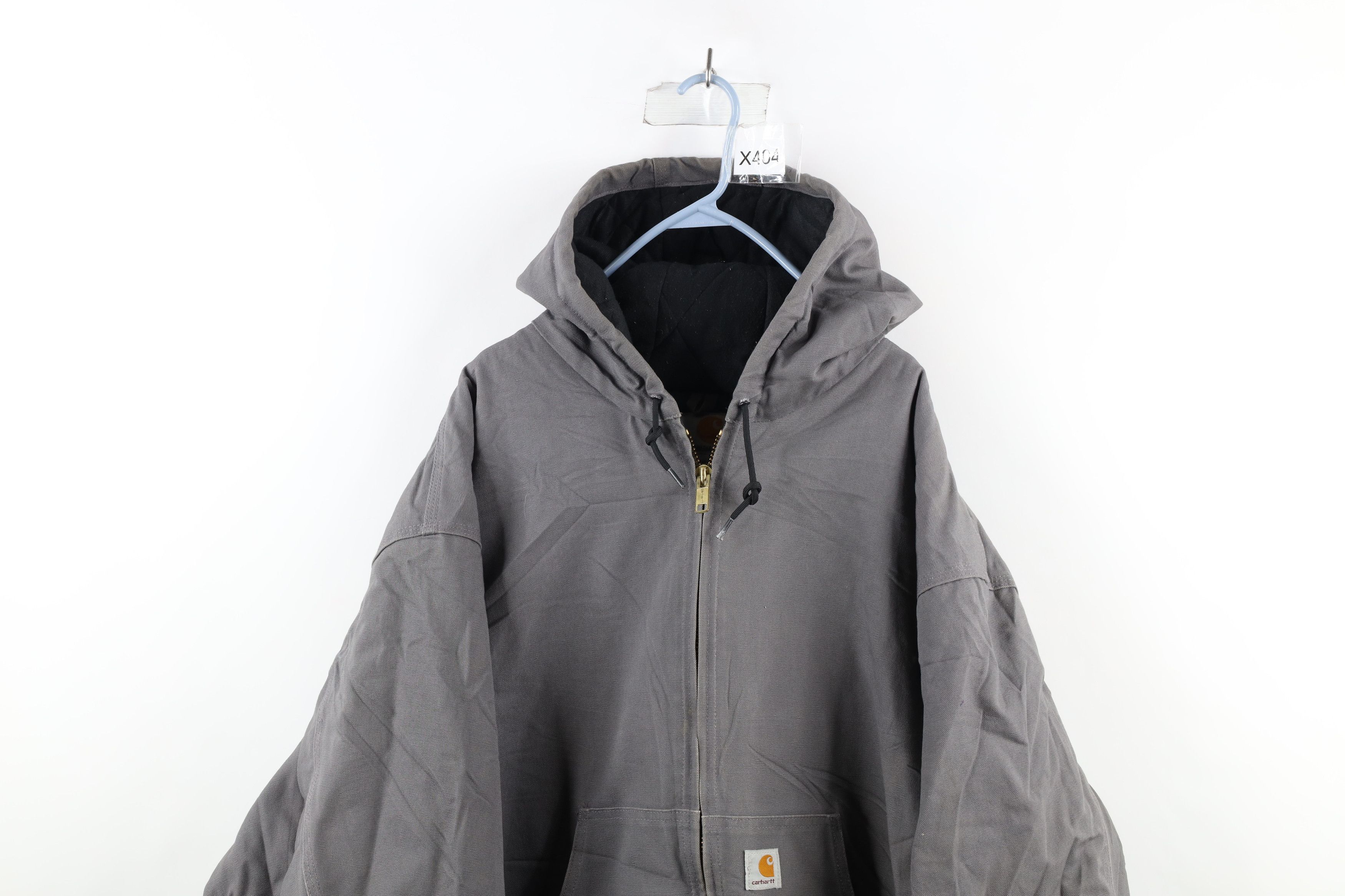 Carhartt × Vintage Vintage Carhartt Spell Out Quilted Hooded Jacket Gray USA Size US XXL / EU 58 / 5 - 2 Thumbnail