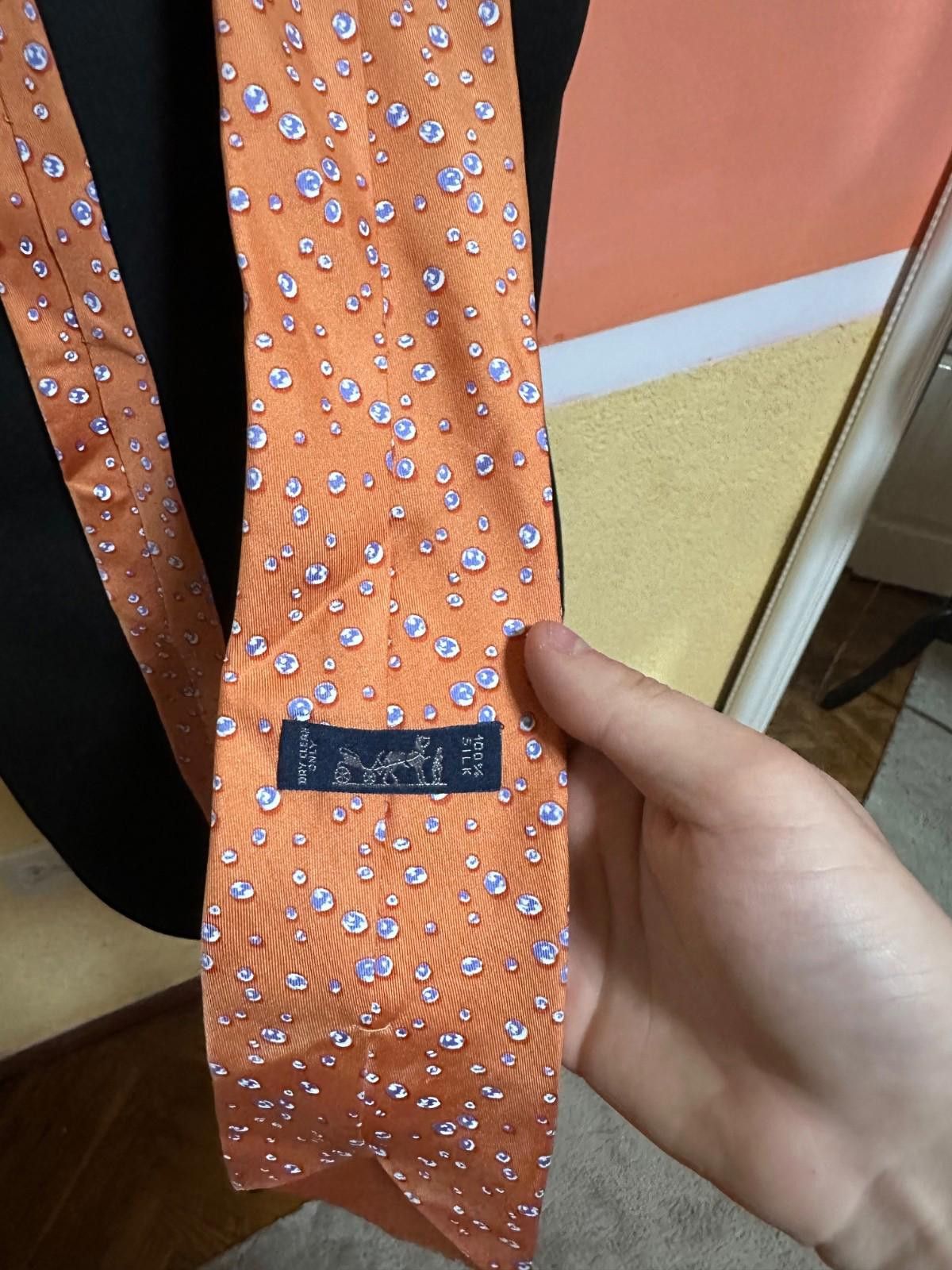 Hermes Hermes Tie Silk Orange Size ONE SIZE - 6 Thumbnail