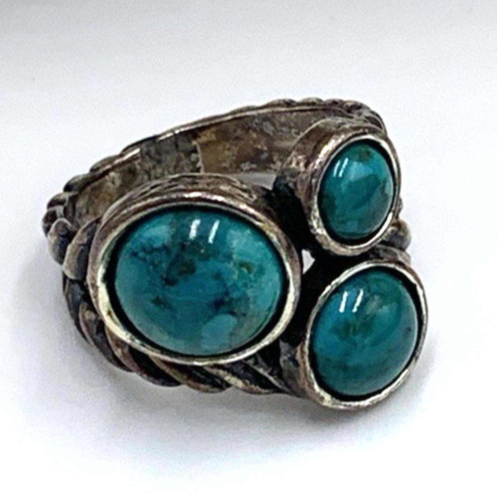 Other Didae Shablool Israel Turquoise Sterling Silver Braided Ring Size ONE SIZE - 2 Thumbnail