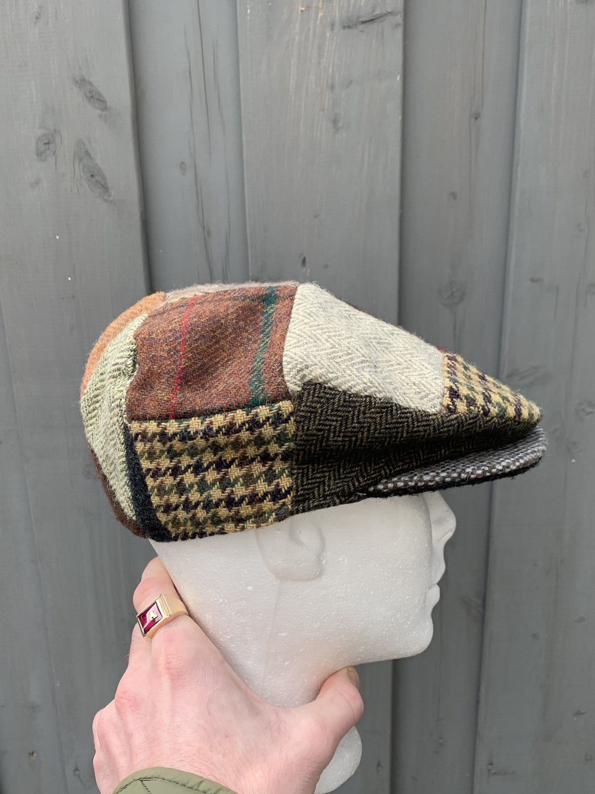 Vintage Hanna Hats Donegald Tweed Flat Cap Irish Patchwork