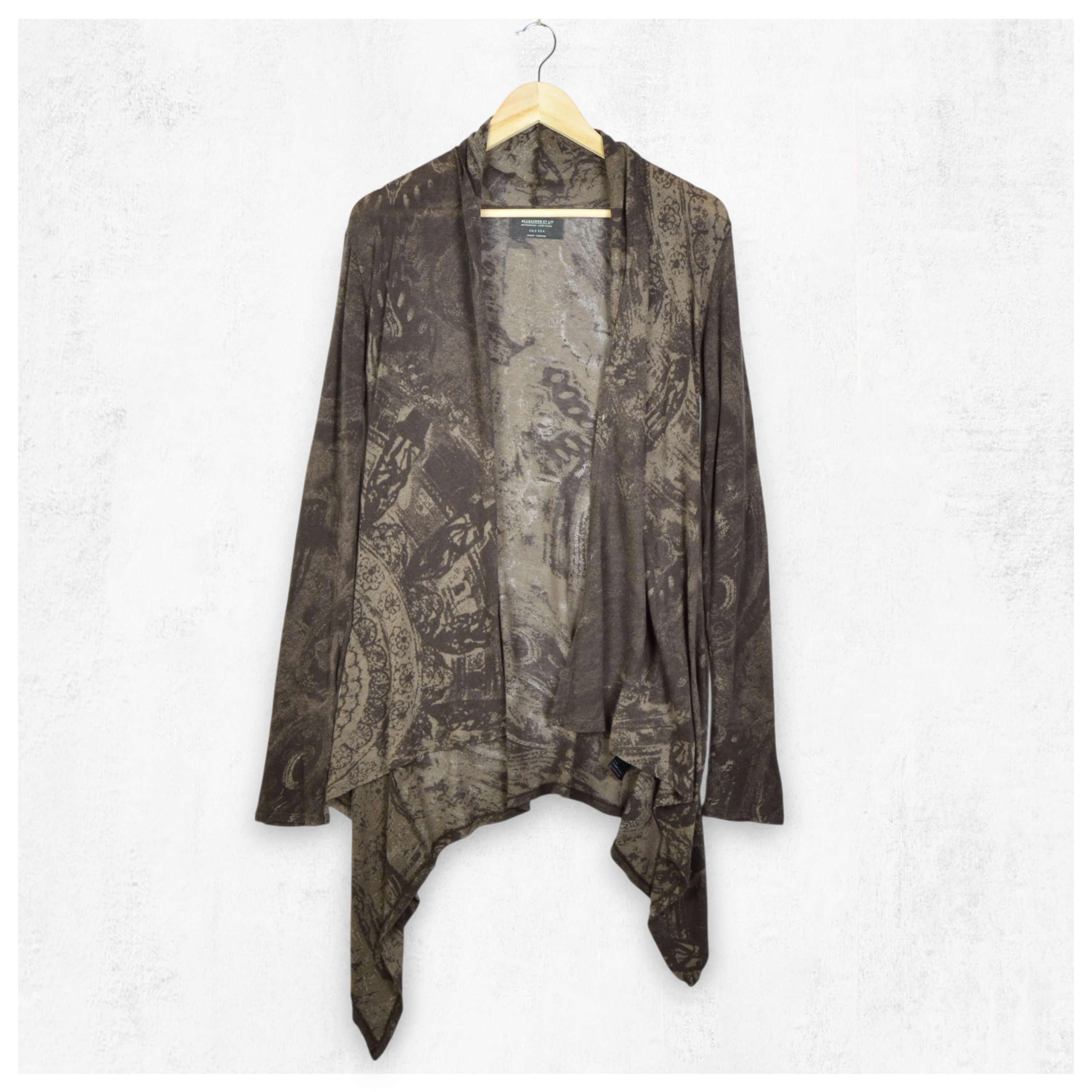 Allsaints AllSaints Open Cardigan Womens Brown Lightweight Knitted US4 Size S / US 4 / IT 40 - 1 Thumbnail