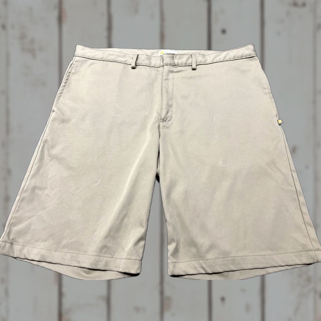 Vintage DENNIS Mens M40 Khaki Flat Front Stretch Twill Shorts Polyester Size US 40 / EU 56 - 1 Thumbnail