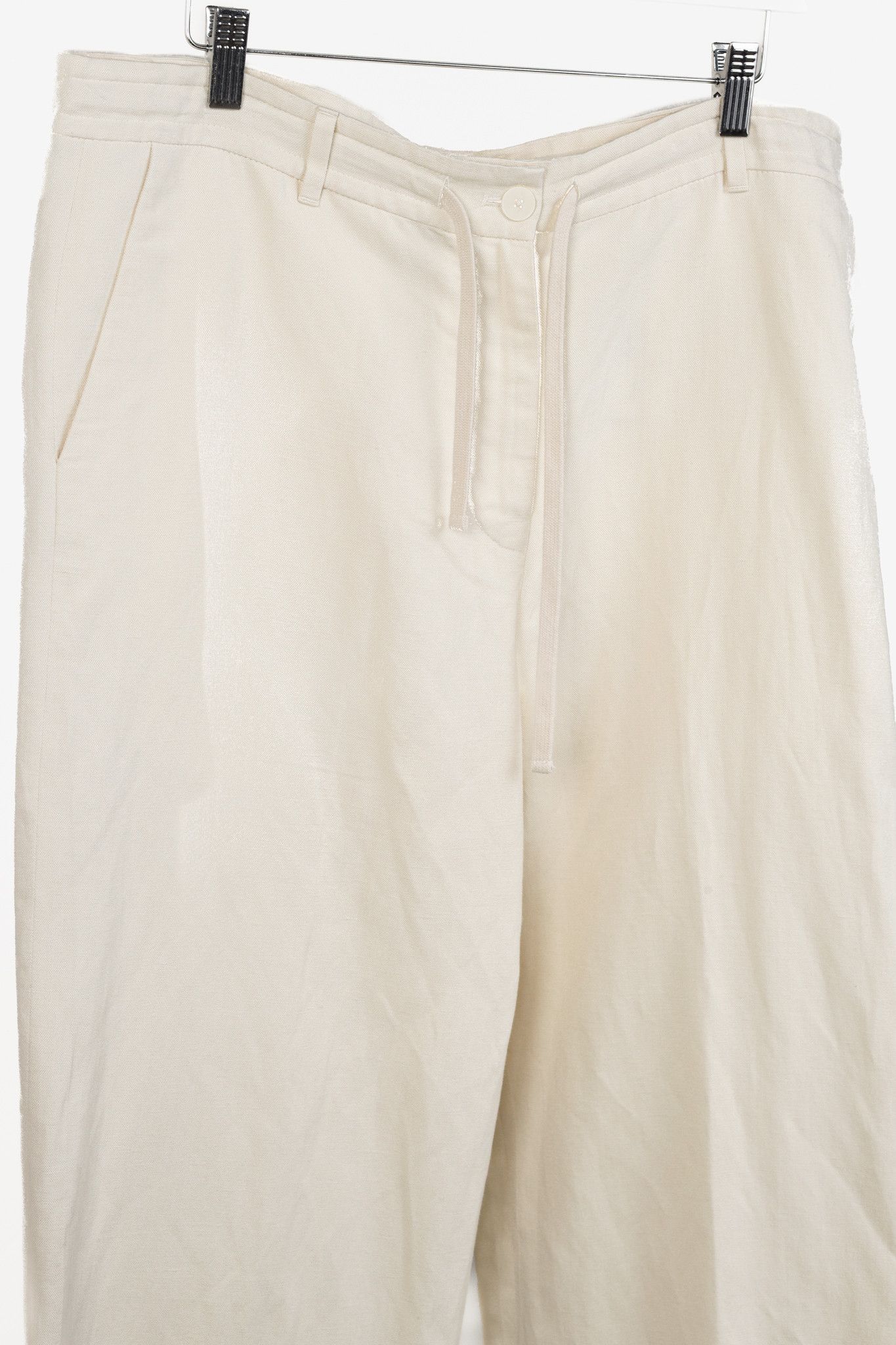 The Row The Row Beige Silk Linen Drawstring Pants Size 37" - 3 Thumbnail