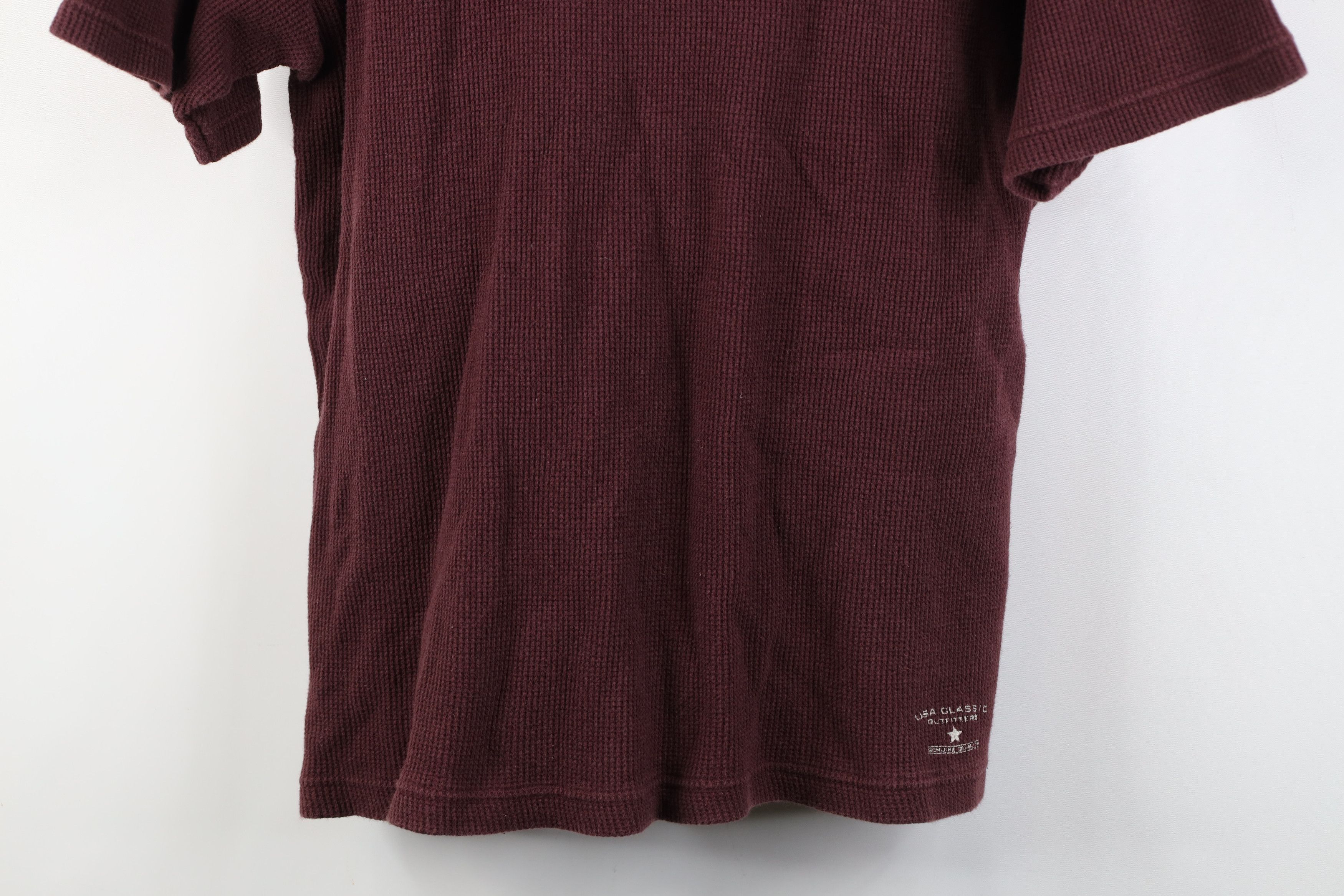 Vintage Vintage 90s Streetwear Thermal Waffle Knit T-Shirt Burgundy Size US XL / EU 56 / 4 - 3 Thumbnail