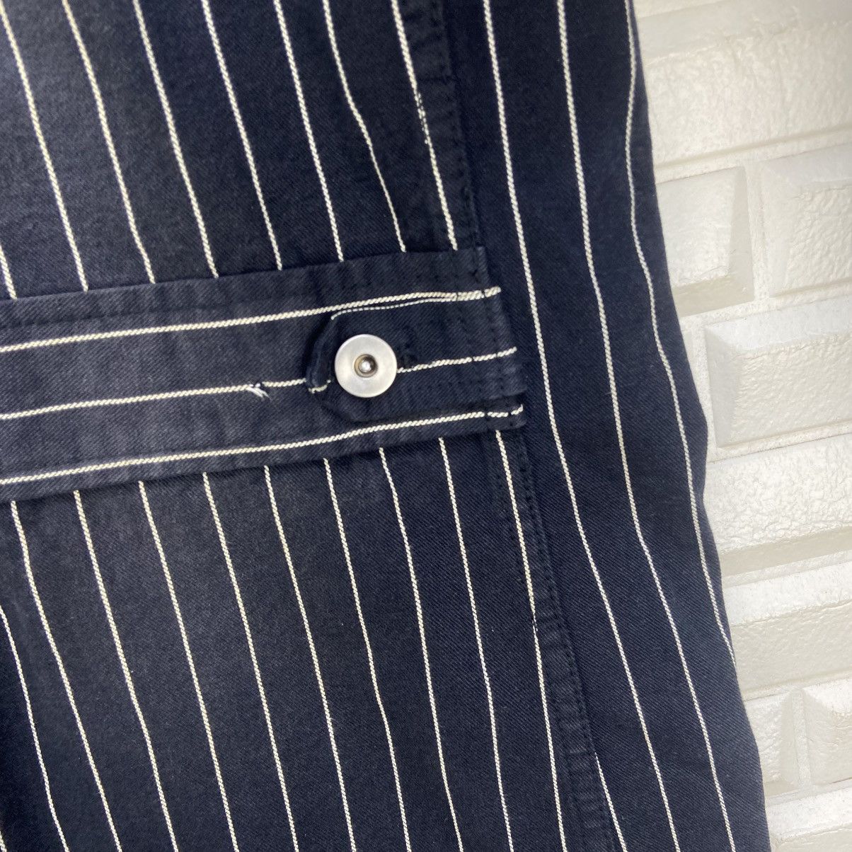 Japanese Brand Japanese Brand Thanx God Stripes Distressed Denim Jacket Size US S / EU 44-46 / 1 - 14 Thumbnail