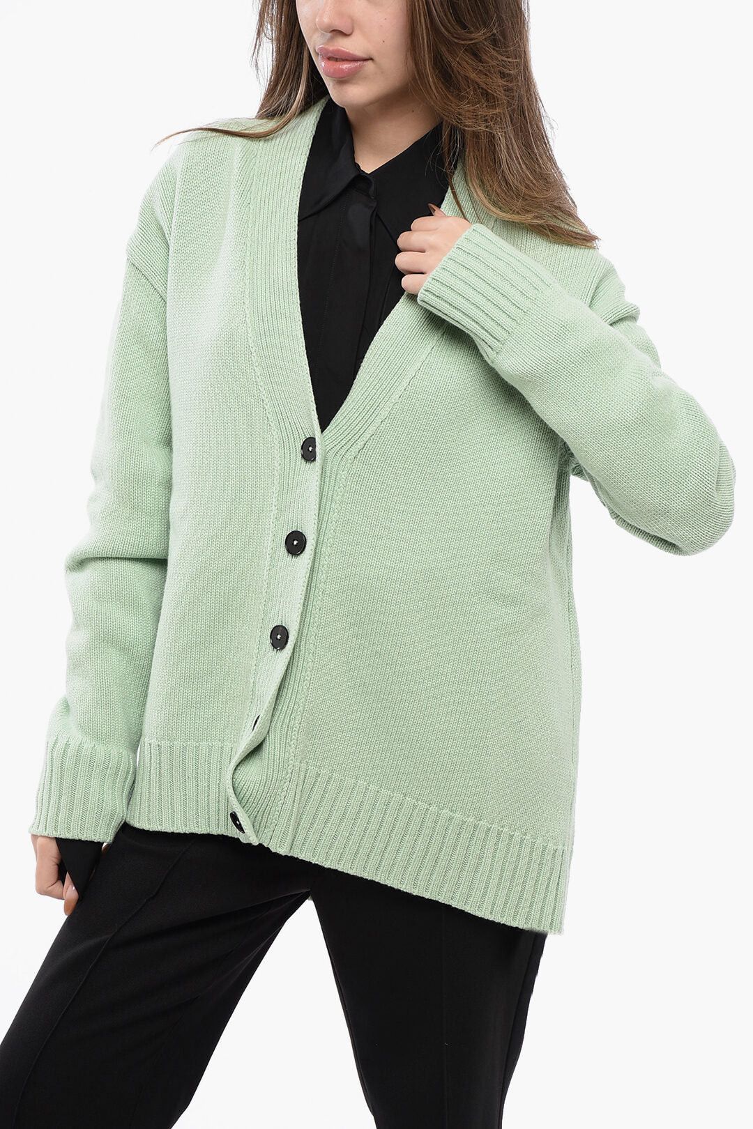 Jil Sander Cashmere-Blend Cardigan with Asymmetric Hem Size L / US 10 / IT 46 - 1 Thumbnail