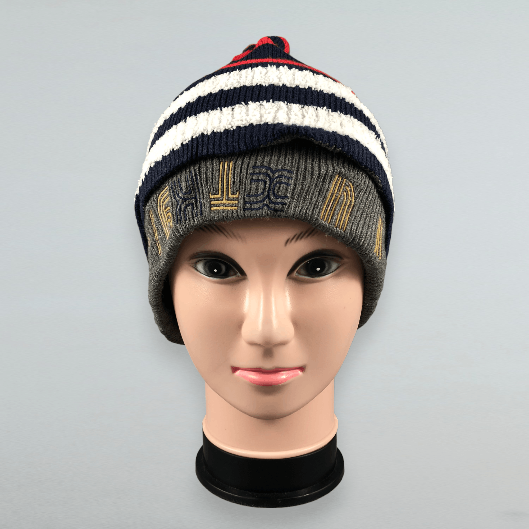 Japanese Brand XniX Stripe Beanie Snow Cap Hat Size ONE SIZE - 1 Thumbnail