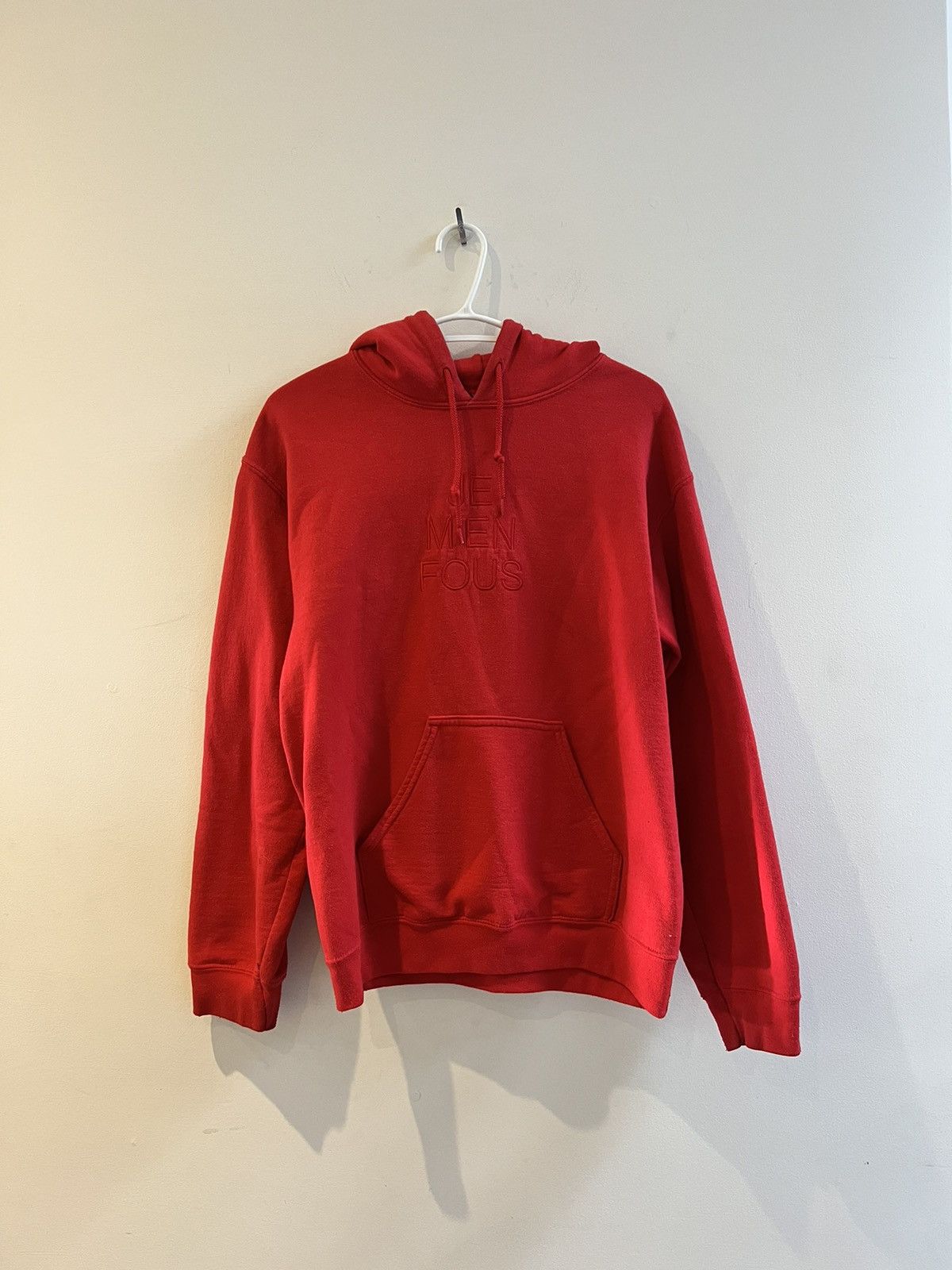 image of Bisous Partout Vintage Hoodie in Red, Men's (Size Small)