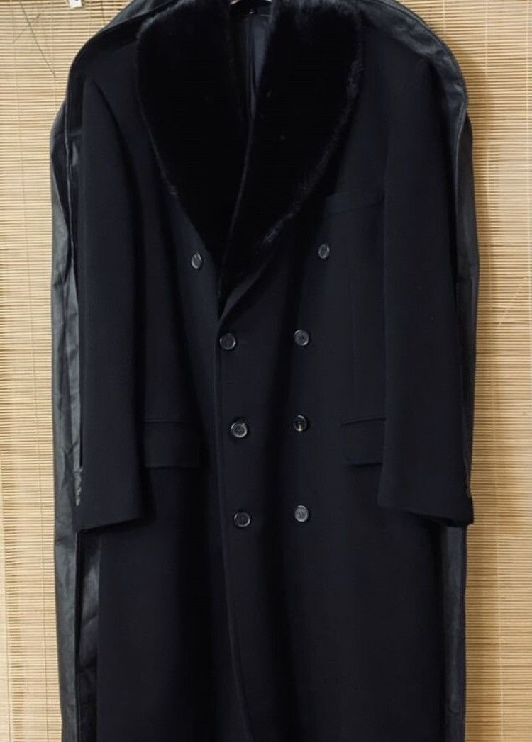 image of Gucci Cashmere Collar Fur Mink Detail Double Breasted Coat in Black, Men's (Size XL)