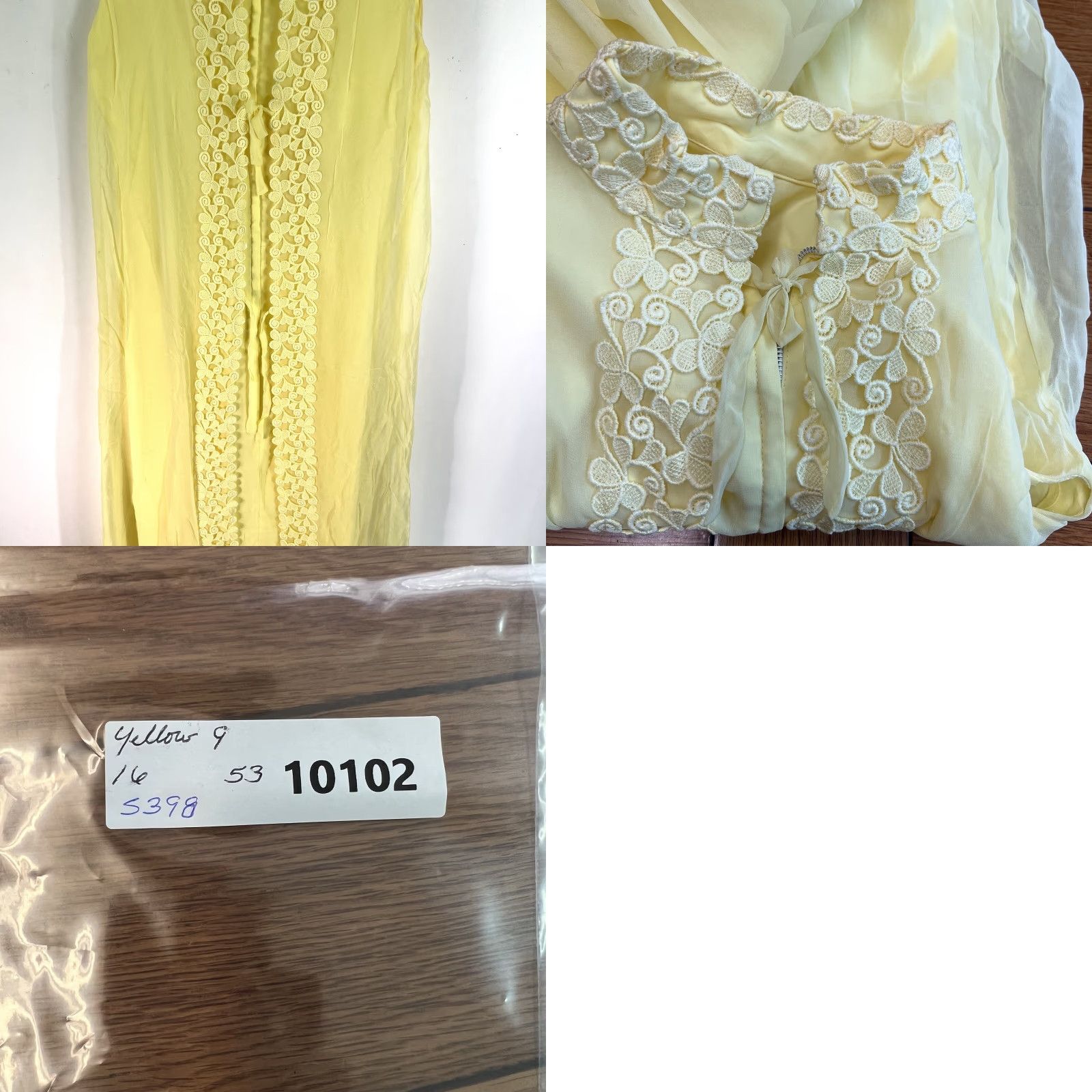 Sunflower VINTAGE 1970s FLOWER Yellow Chiffon Maxi Dress Lined Size 9 Evening Edwardian Womens Size M / US 6-8 / IT 42-44 - 8 Thumbnail