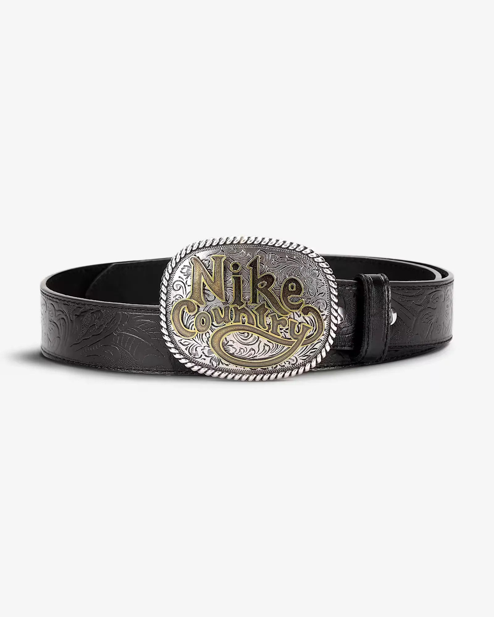 Nike Nike Country Men's Plaque Buckle Embossed Leather Belt Size ONE SIZE - 1 Preview