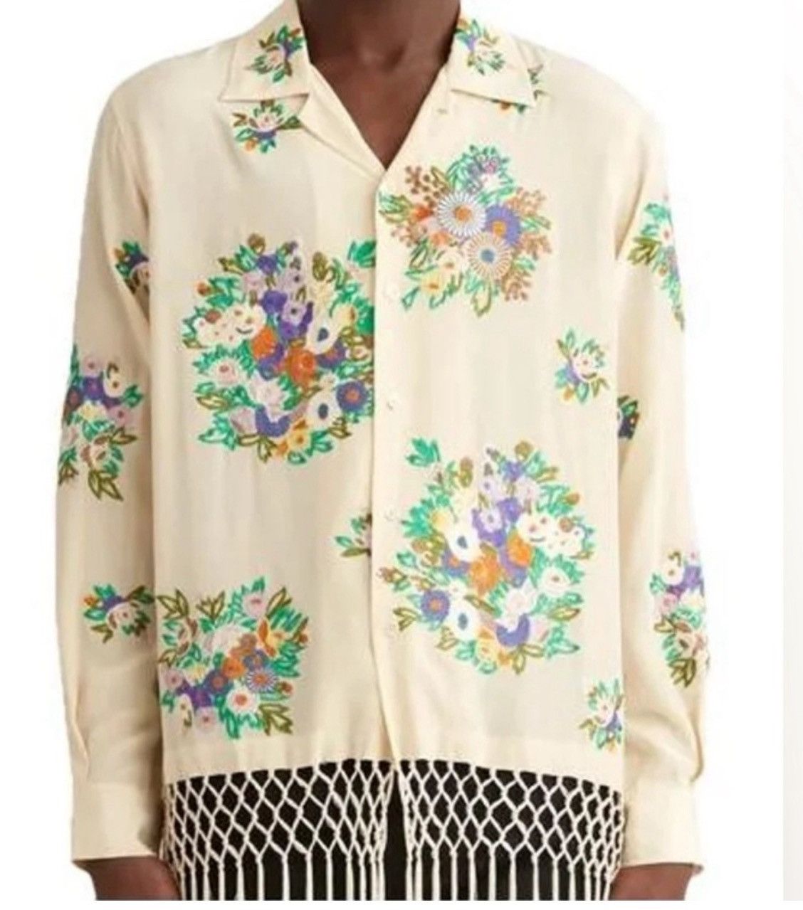 Bode Silk Piano Shawl Fringe Top Unisex S/M