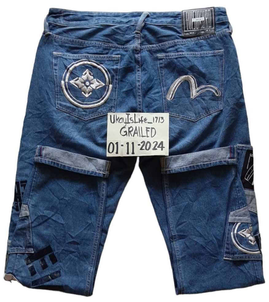 image of Evisukuro Multi-Pocket Jeans in Faded Blue, Men's (Size 36)