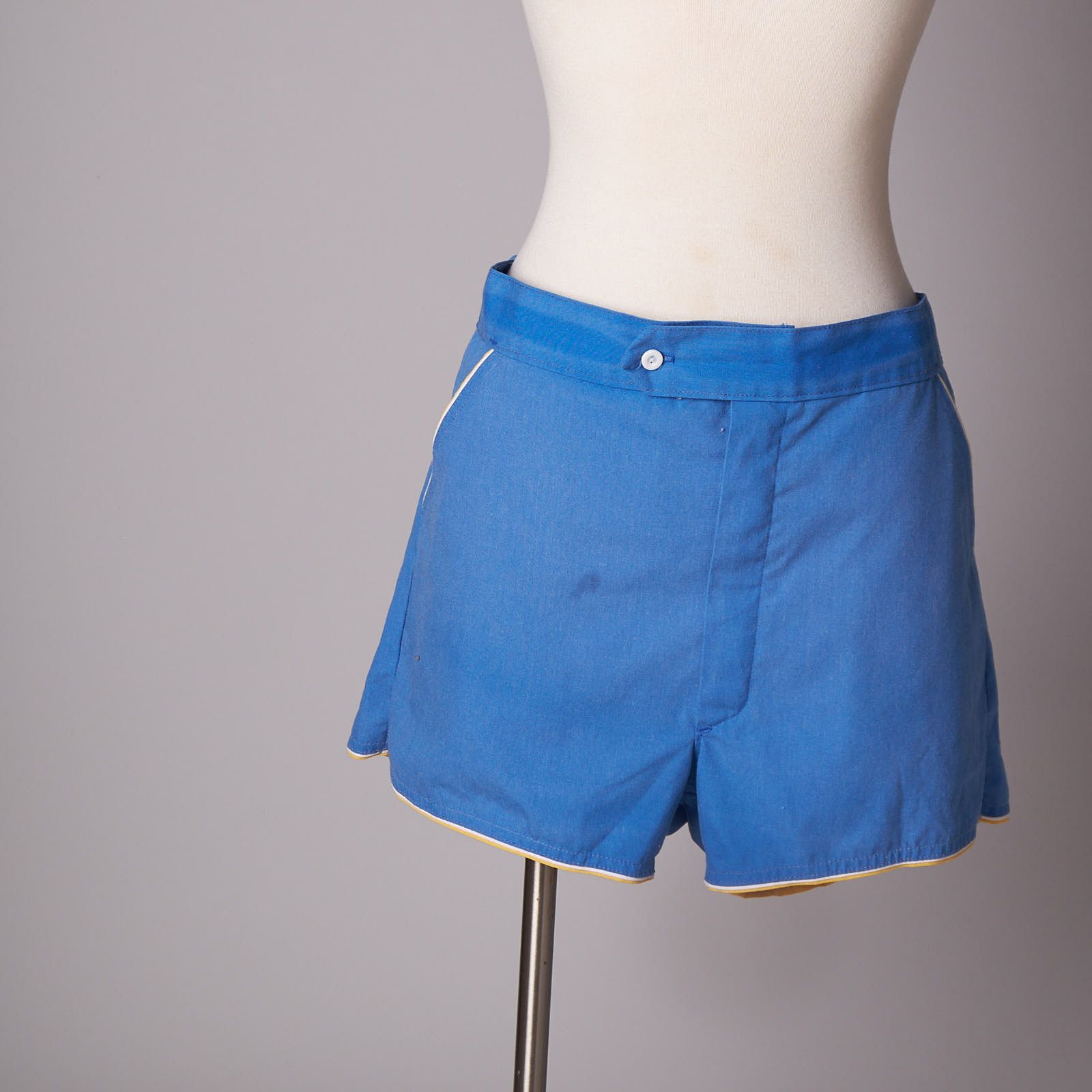 1970s Blue Retro Swim Trunks Shorts