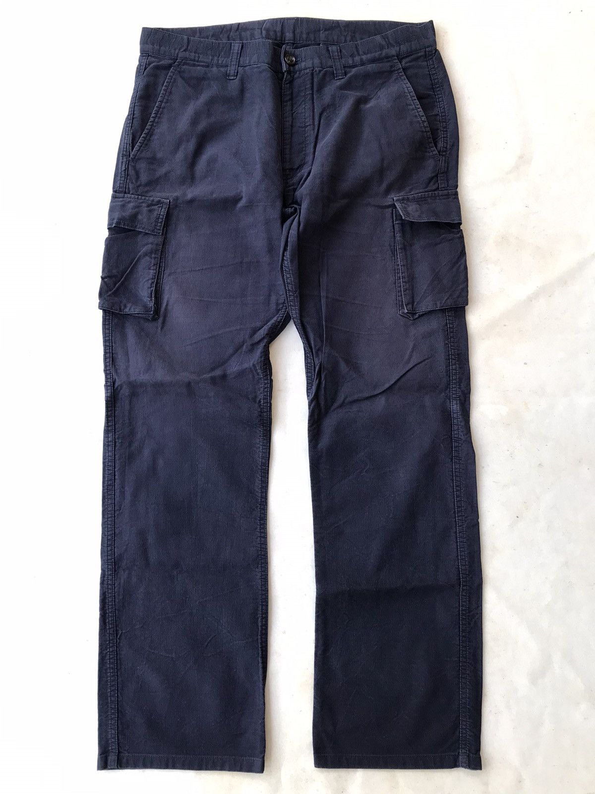 image of Comme Des Garcons Homme x Comme Des Garcons Homme Plus Ad2003 Corduroy Cargo Pants in Navy Blue (Si