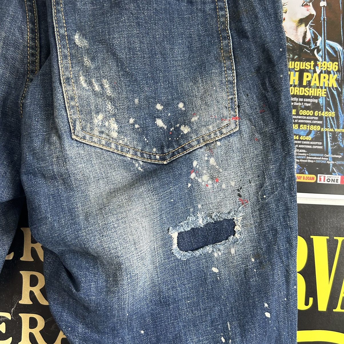 Dsquared2 Vintage Dsquared2 Paint Splash Patches Distressed Denim Size US 37 - 16 Thumbnail