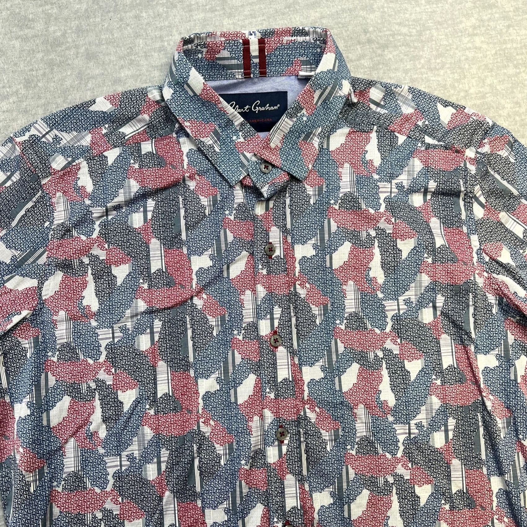 Robert Graham Robert Graham Shirt Men L Button-Up Geometric USA Tailored Modern Americana Camouflage Multicolor Cotton Spandex Size US L / EU 52-54 / 3 - 5 Thumbnail
