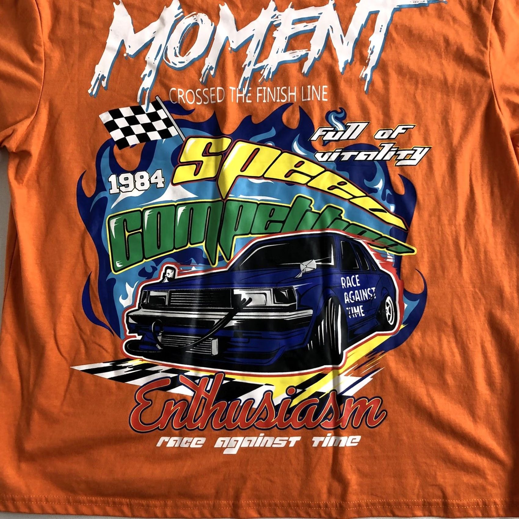 Shein SheIn Full Graphic Racing Car Men's Short Sleeve Orange Tee T-Shirt Size Medium Size US M / EU 48-50 / 2 - 2 Thumbnail