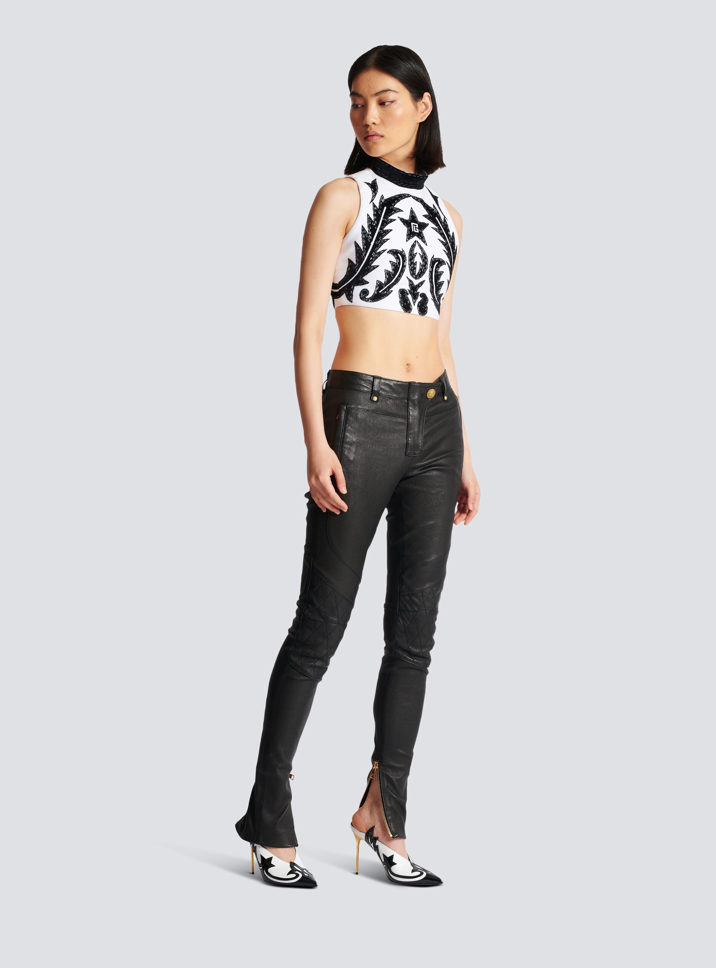 Balmain o1s1wg110825 Baroque Tank Top in Black/White Size XL / US 12-14 / IT 48-50 - 3 Thumbnail