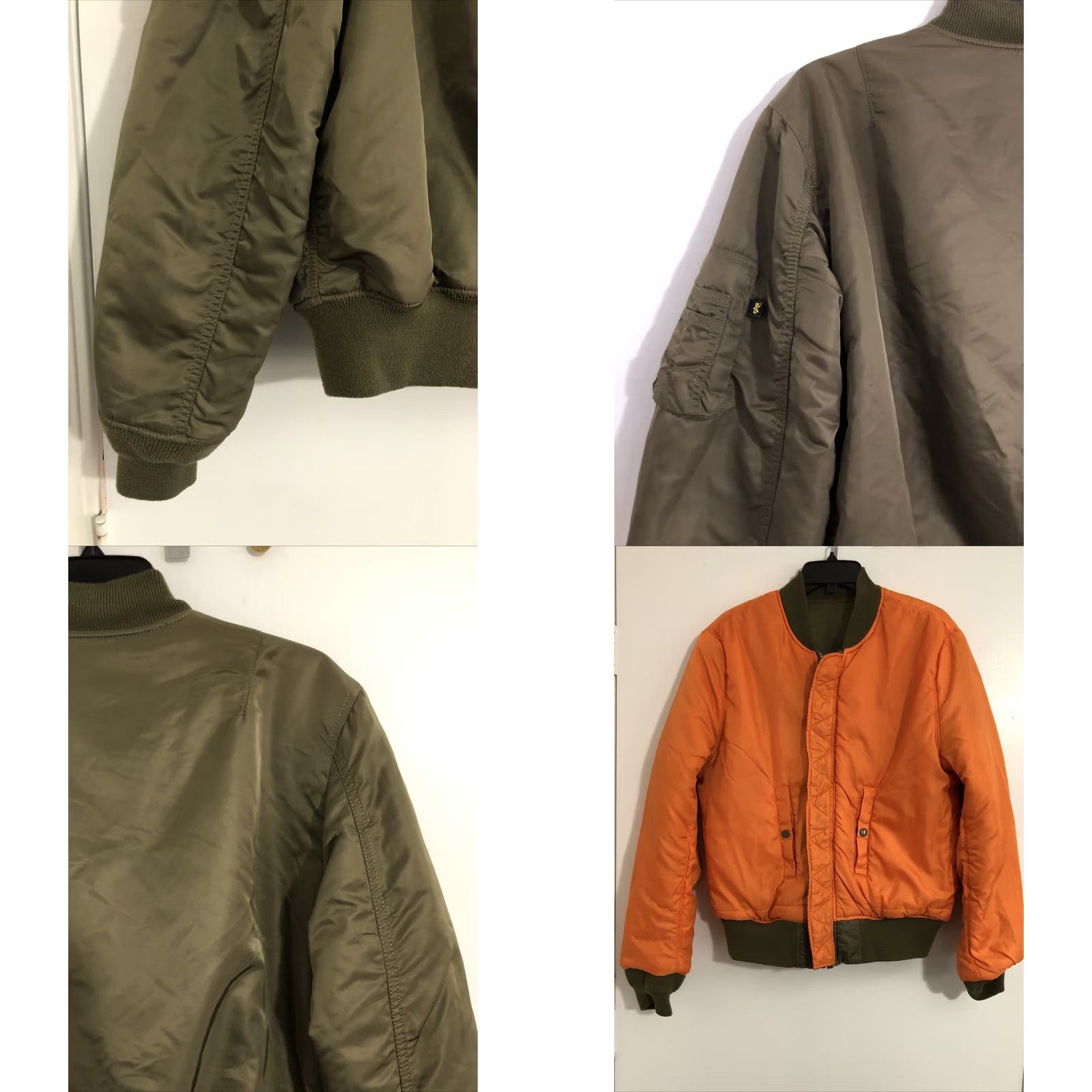 Alpha Industries VINTAGE Alpha Industries MA-1 Bomber Jacket Mens L Green /Orange Flight Size US L / EU 52-54 / 3 - 9 Thumbnail