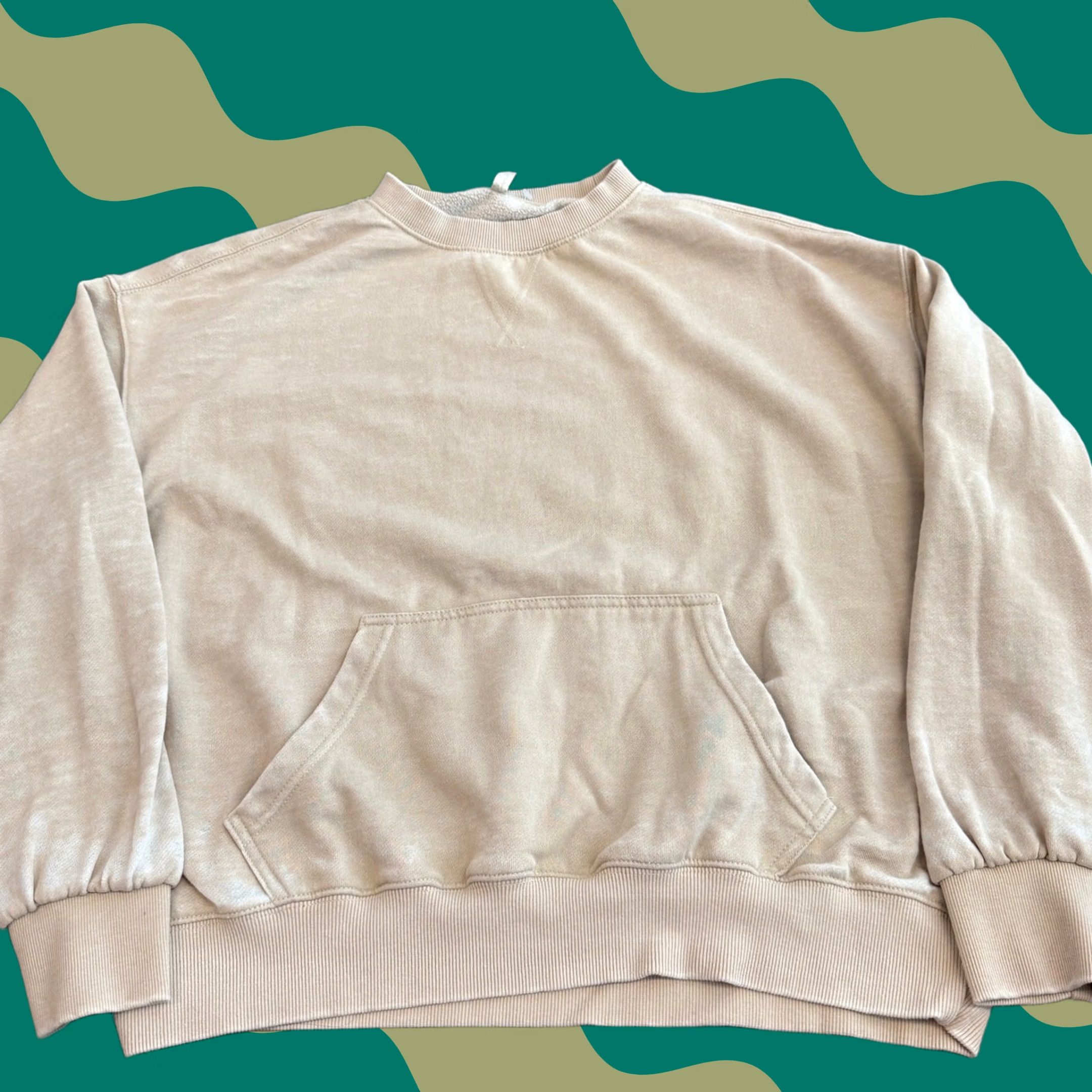 Free People VINTAGE Free People Beige Tan Oversized Lightweight Soft Pullover Crewneck L Womens Size L / US 10 / IT 46 - 1 Thumbnail