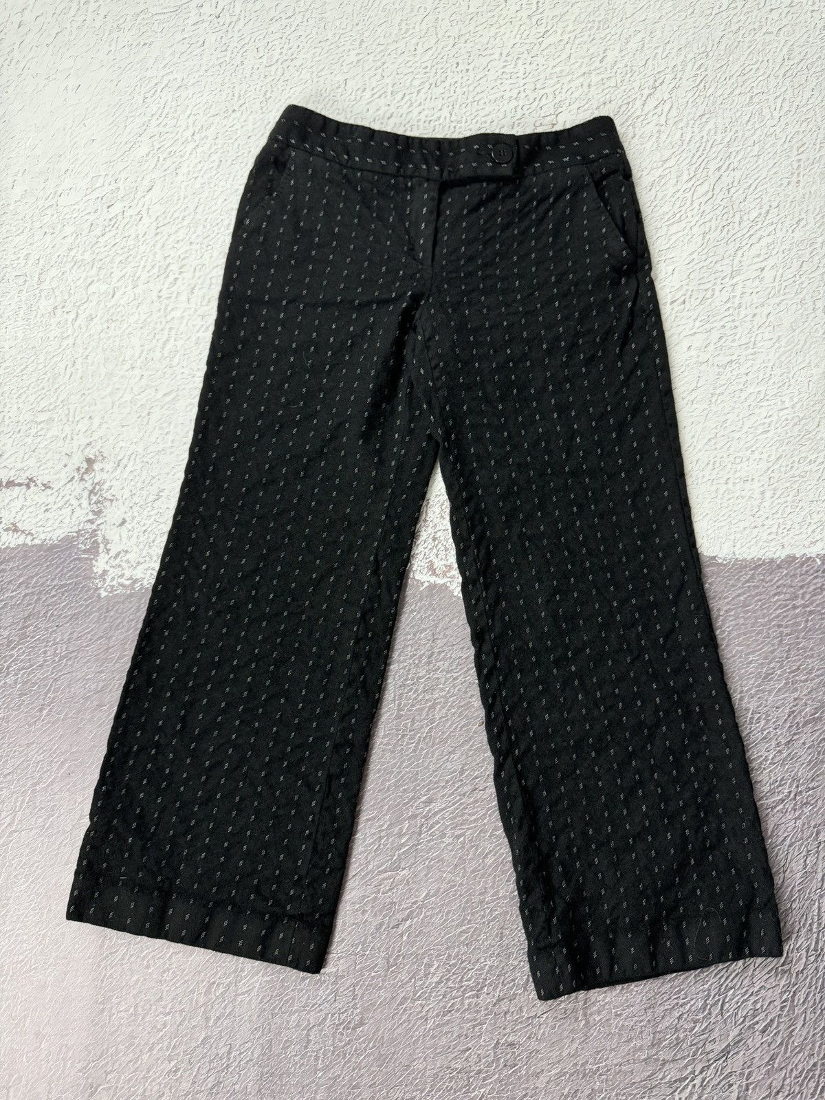 Armani Emporio Armani black wool striped wide bootcut pants Size 30" / US 8 / IT 44 - 3 Thumbnail