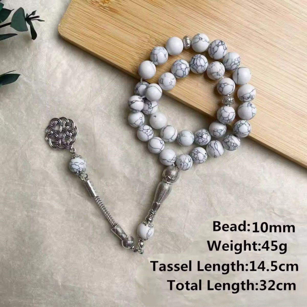 Handmade 10mm 33pcs Natural Stone Prayer Beads Size ONE SIZE - 2 Thumbnail