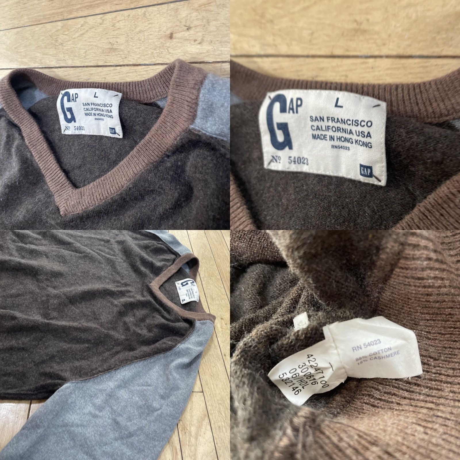 Gap VINTAGE Gap Cashmere Sweater Men L VNeck Gray Brown 90s Preppy Streetwear Pullover Mens L Size US L / EU 52-54 / 3 - 10 Thumbnail