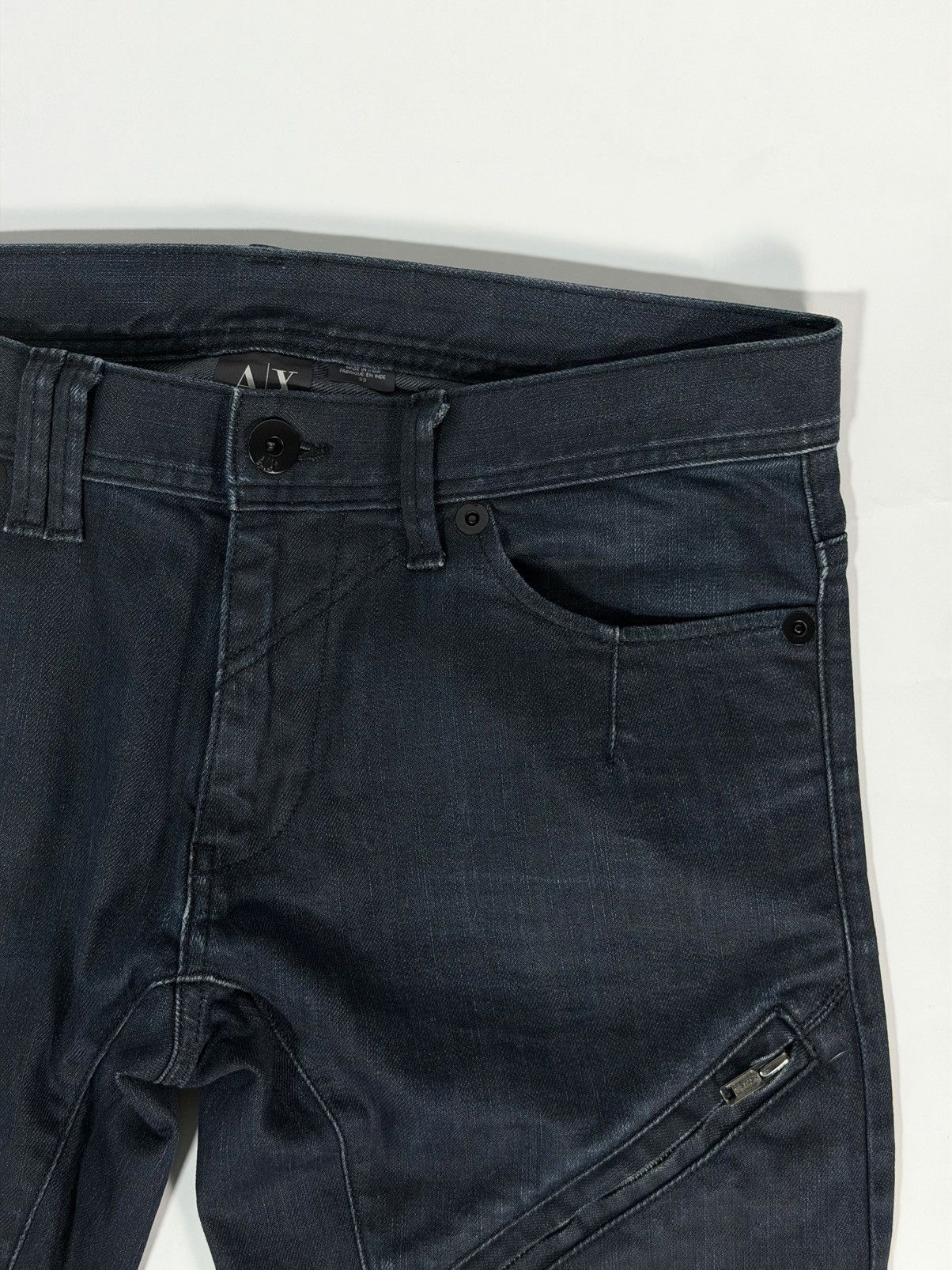 Armani Exchange Armani Painted Moto Style Denim Size US 33 - 3 Thumbnail