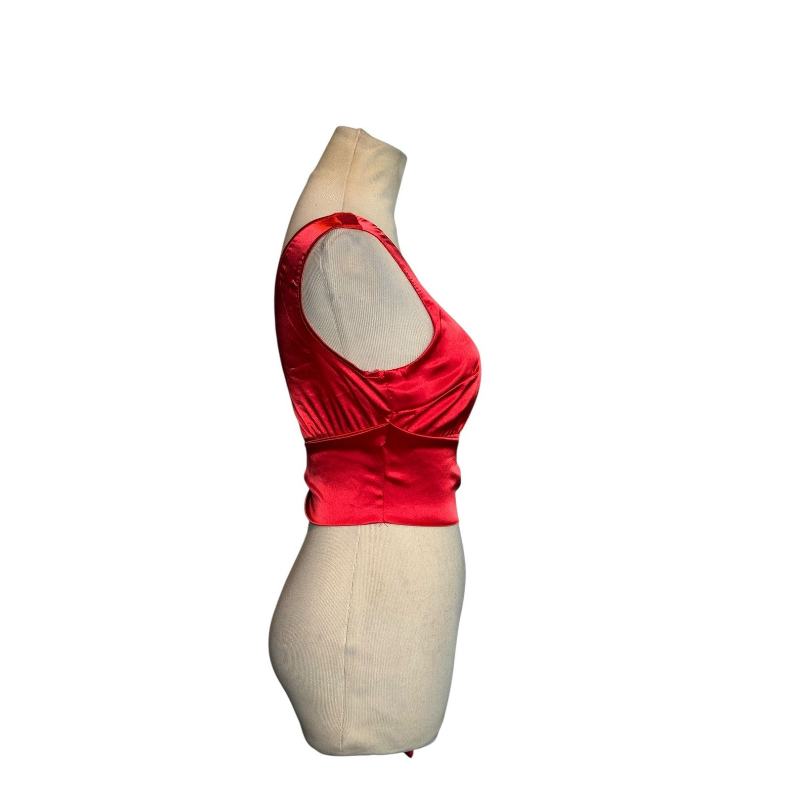 Shein Shein Red Calvaya One Shoulder Tie Side Satin Top size XS Size XS / US 0-2 / IT 36-38 - 7 Thumbnail