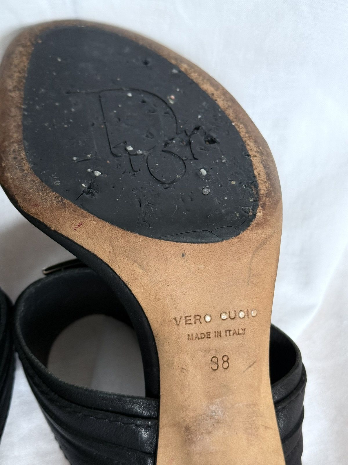 Dior Dior Black Leather Logo CD Sandals Size US 7 / IT 37 - 11 Thumbnail