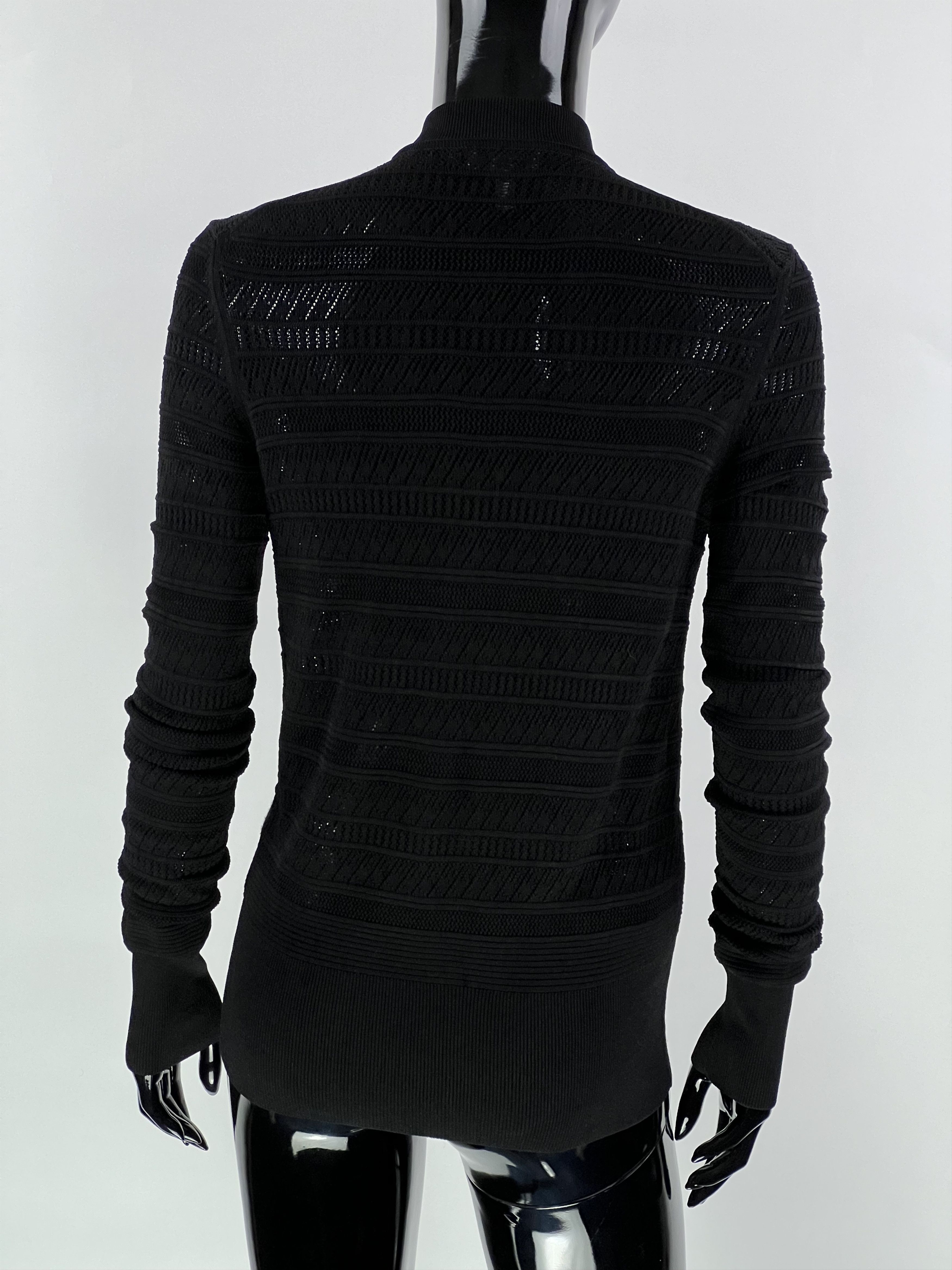 Escada × Escada Sport Escada Sport Black Knitted Mesh Full Zip Sweater Size XS Size XS / US 0-2 / IT 36-38 - 3 Thumbnail