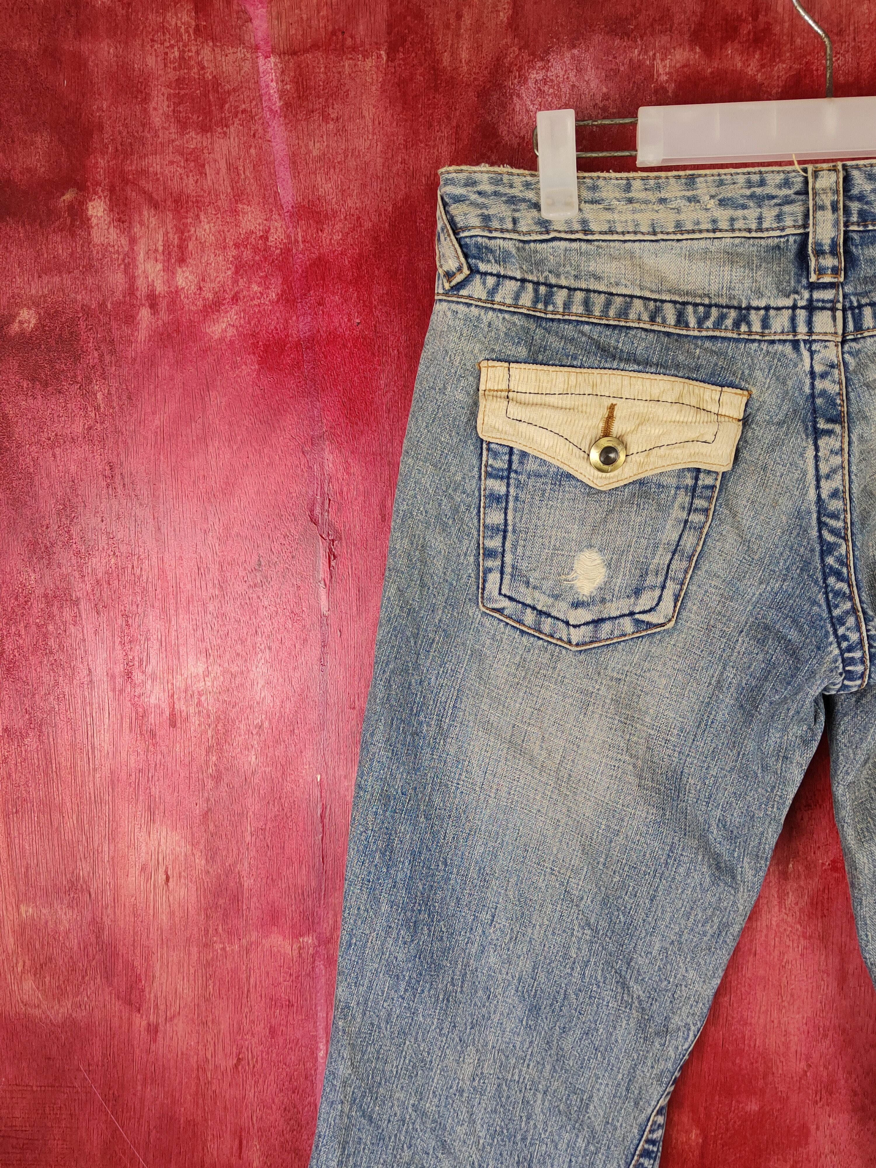 Japanese Brand Peace on Mars Faded bootcut Distressed ripped Denim #S1525 Size 30" / US 8 / IT 44 - 9 Thumbnail