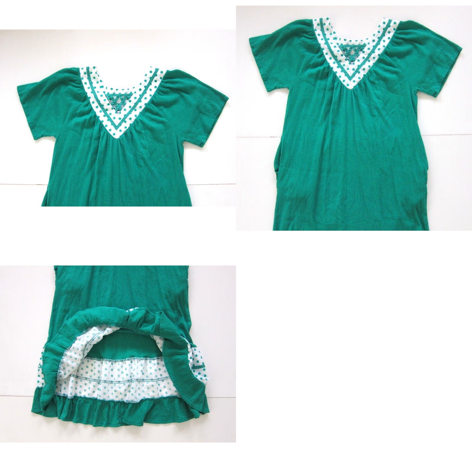 Vintage VINTAGE Anthony Richards Green White Polka Dot Pocket Muumuu Kaftan Maxi Dress MD Size M / US 6-8 / IT 42-44 - 8 Thumbnail