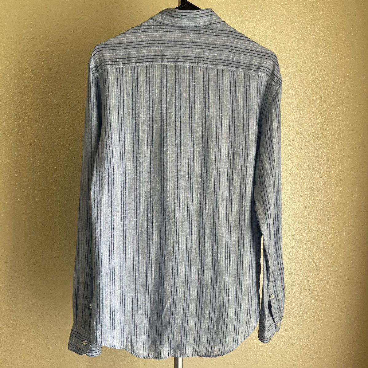 Emporio Armani EMPORIO ARMANI 100% Linen Striped Shirt Blue Size S Size US S / EU 44-46 / 1 - 6 Thumbnail