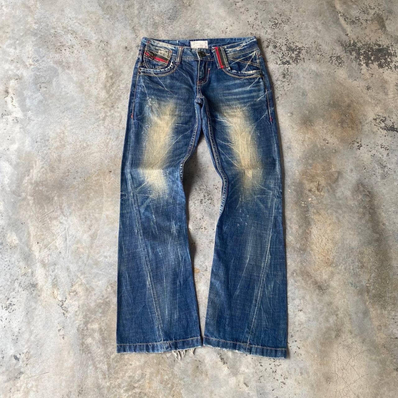 Japanese Brand VINTAGE LOLITA FLARED MUD-WASH RUSTY CLAWMARKS TWISTED SEAM Size US 29 - 7 Thumbnail