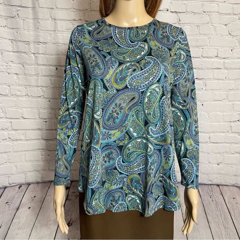 J. Jill J. Jill Knit Paisley Print Smocked Back Long Sleeve Tee S Size S / US 4 / IT 40 - 9 Thumbnail