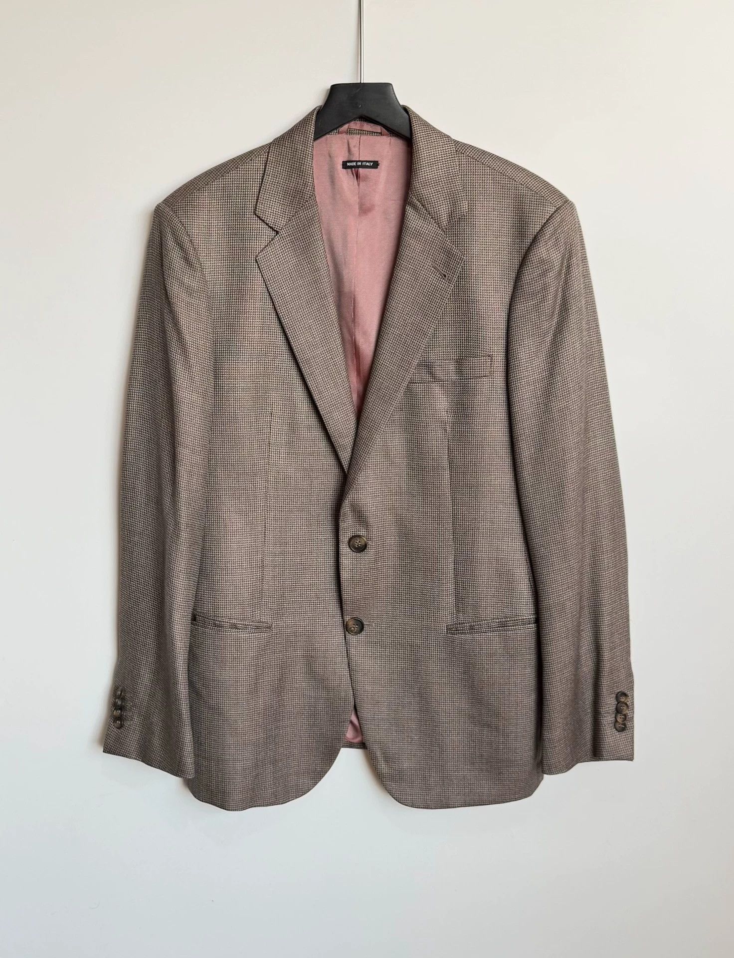 Giorgio Armani Giorgio Armani Wool Silk Blend Blazer 50 Grey Woven Size 50S - 1 Thumbnail
