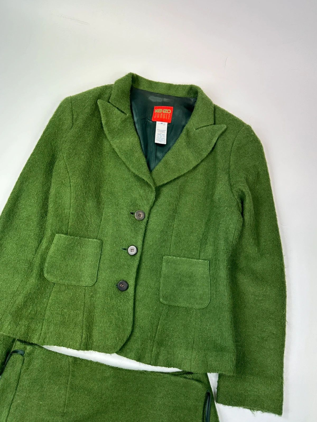 Kenzo Kenzo Jungle FW1990-98 Green Mohair Skirt & Jacket Full Set Size L / US 10 / IT 46 - 2 Thumbnail