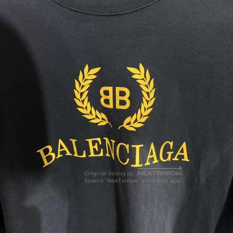 Balenciaga Balenciaga Navy Blue Wheat Patterned T-Shirt Size US XS / EU 42 / 0 - 3 Thumbnail