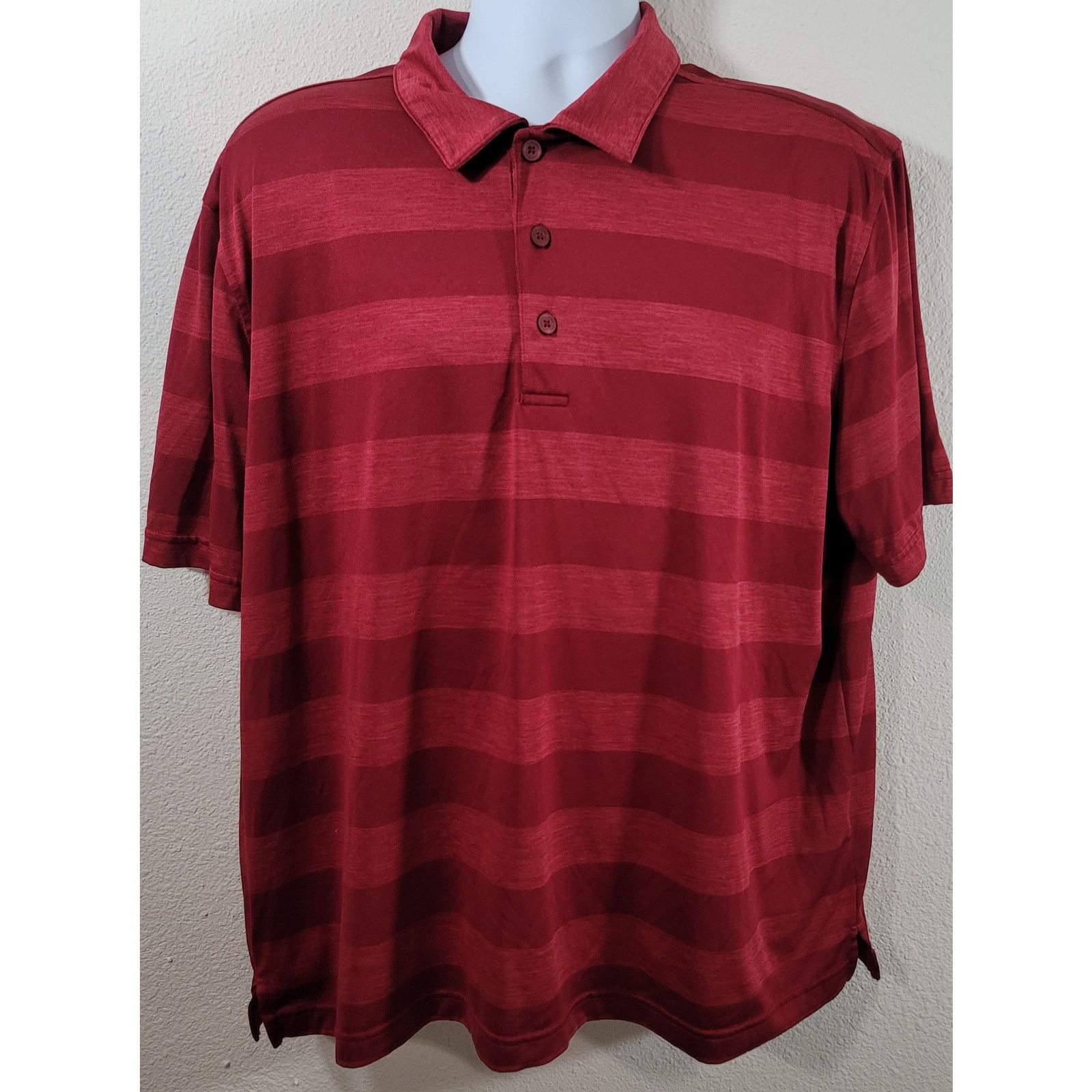George George Burgundy Striped Polo Shirt XL Lightweight Soft Size US XL / EU 56 / 4 - 1 Thumbnail