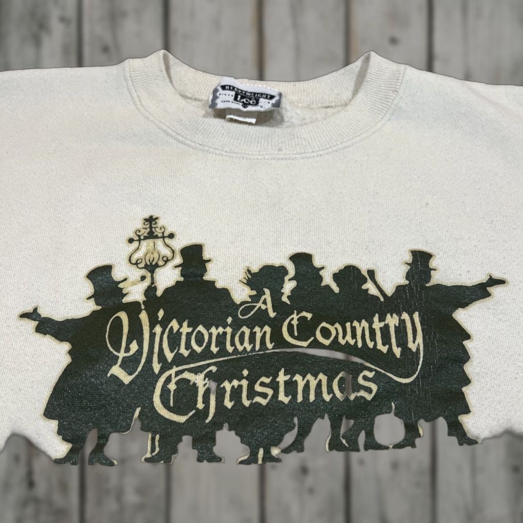 Lee VINTAGE Lee Christmas Sweatshirt Men XL Heavyweight Cotton Blend Beige Winter Graphic Pullover Size US XL / EU 56 / 4 - 1 Thumbnail