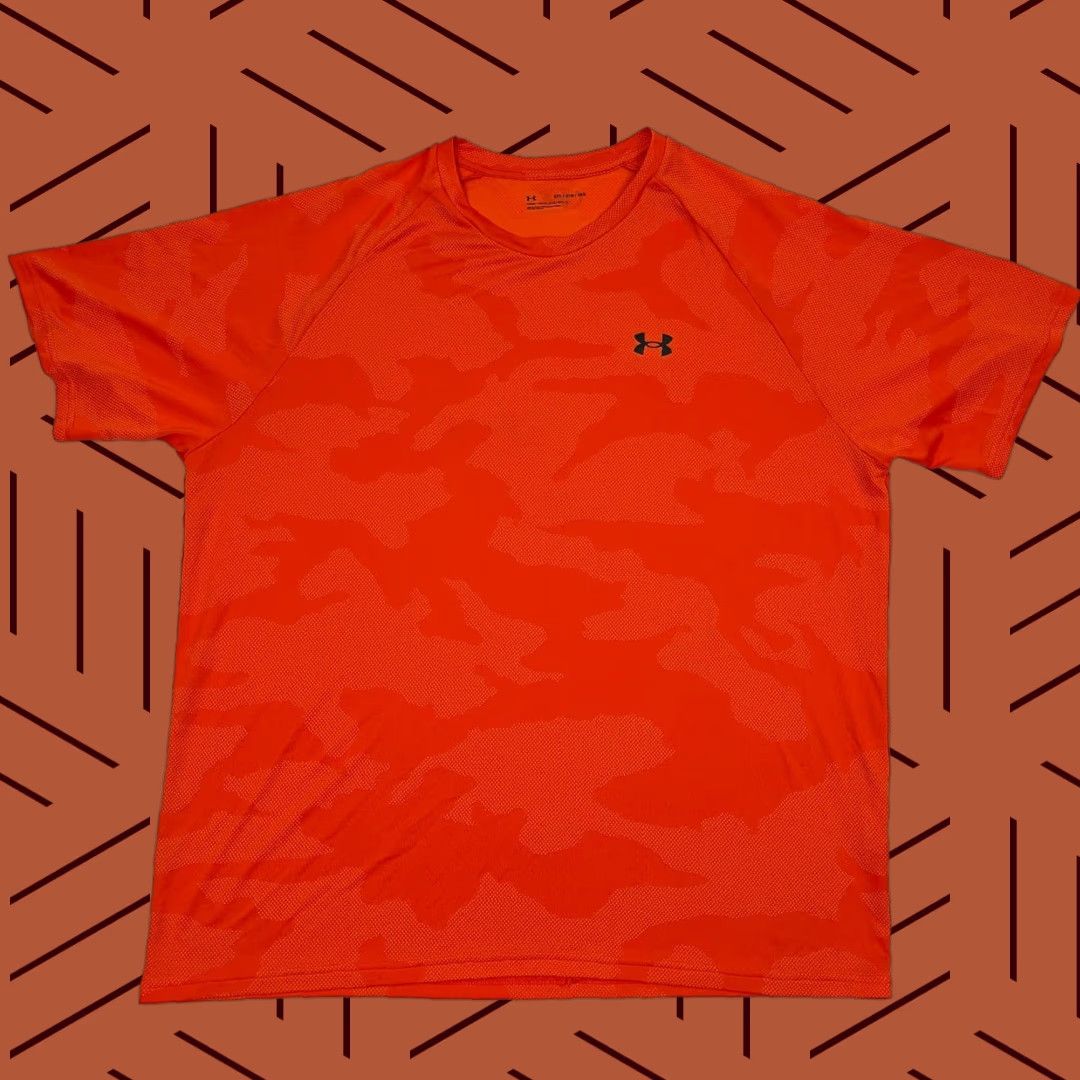 Under Armour Under Armour Shirt Mens 3XL Orange Camouflage Active Training Workout Lifting Shirt Size US XXL / EU 58 / 5 - 1 Thumbnail