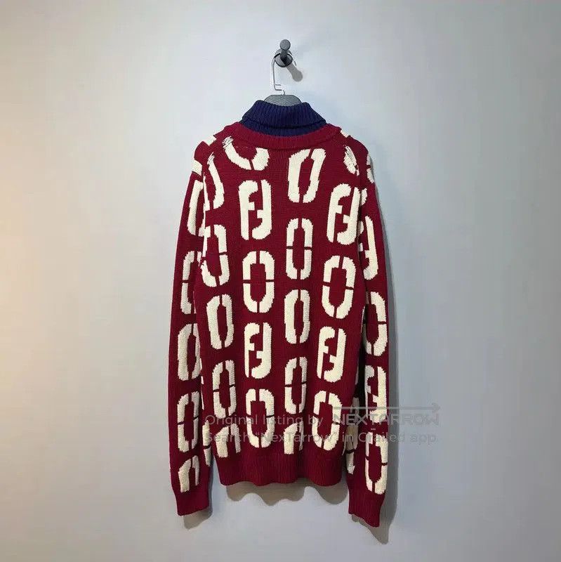 Fendi Fendi Red Wool Men's Knit Sweater . Size US M / EU 48-50 / 2 - 2 Thumbnail