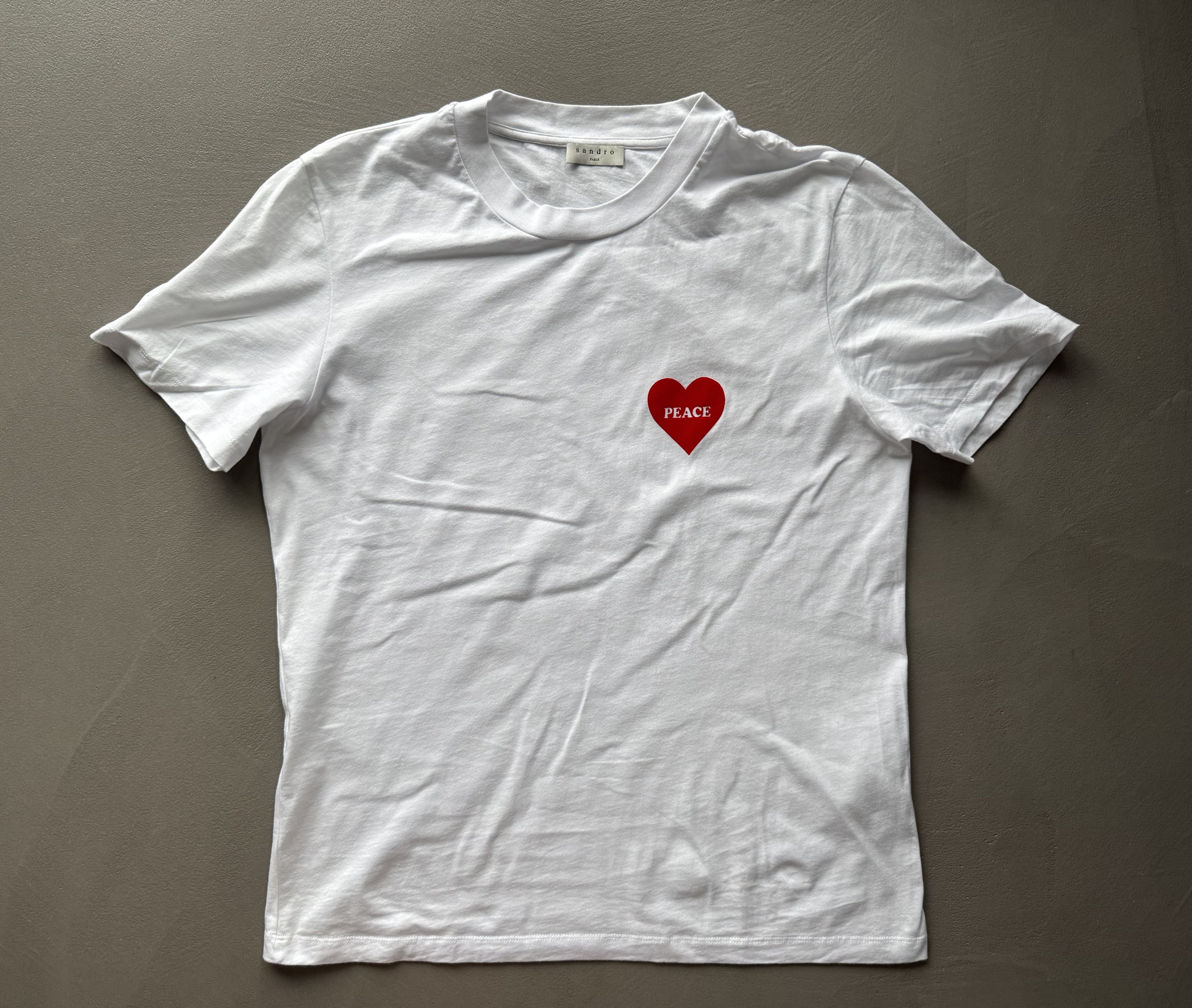 Sandro Sandro Peace T Shirt, White Size US M / EU 48-50 / 2 - 2 Thumbnail