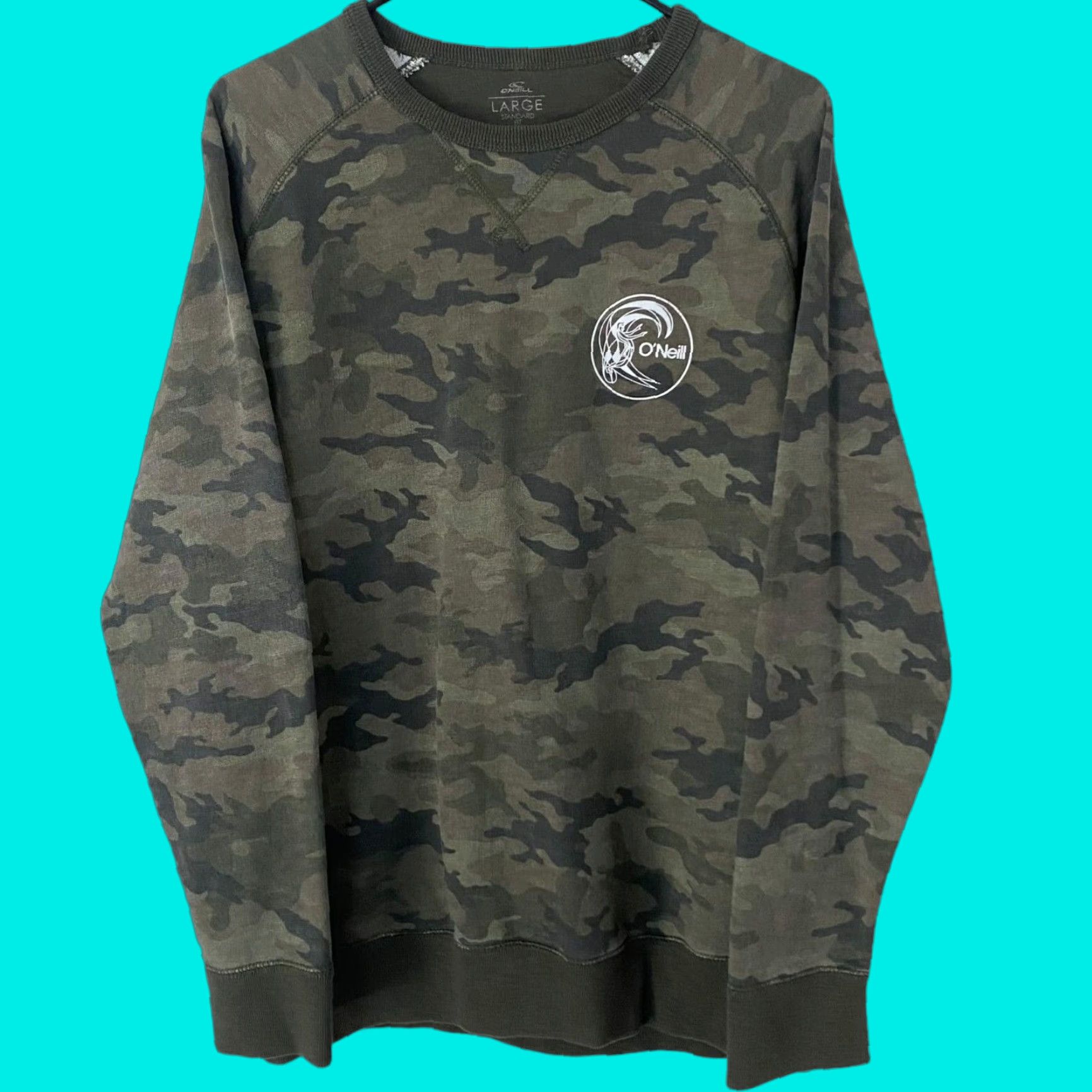 O'Neill O'Neill Camo Sweatshirt Green Crewneck Long Sleeve Men Large Pullover Logo Beach Classic Mens Size US L / EU 52-54 / 3 - 1 Thumbnail